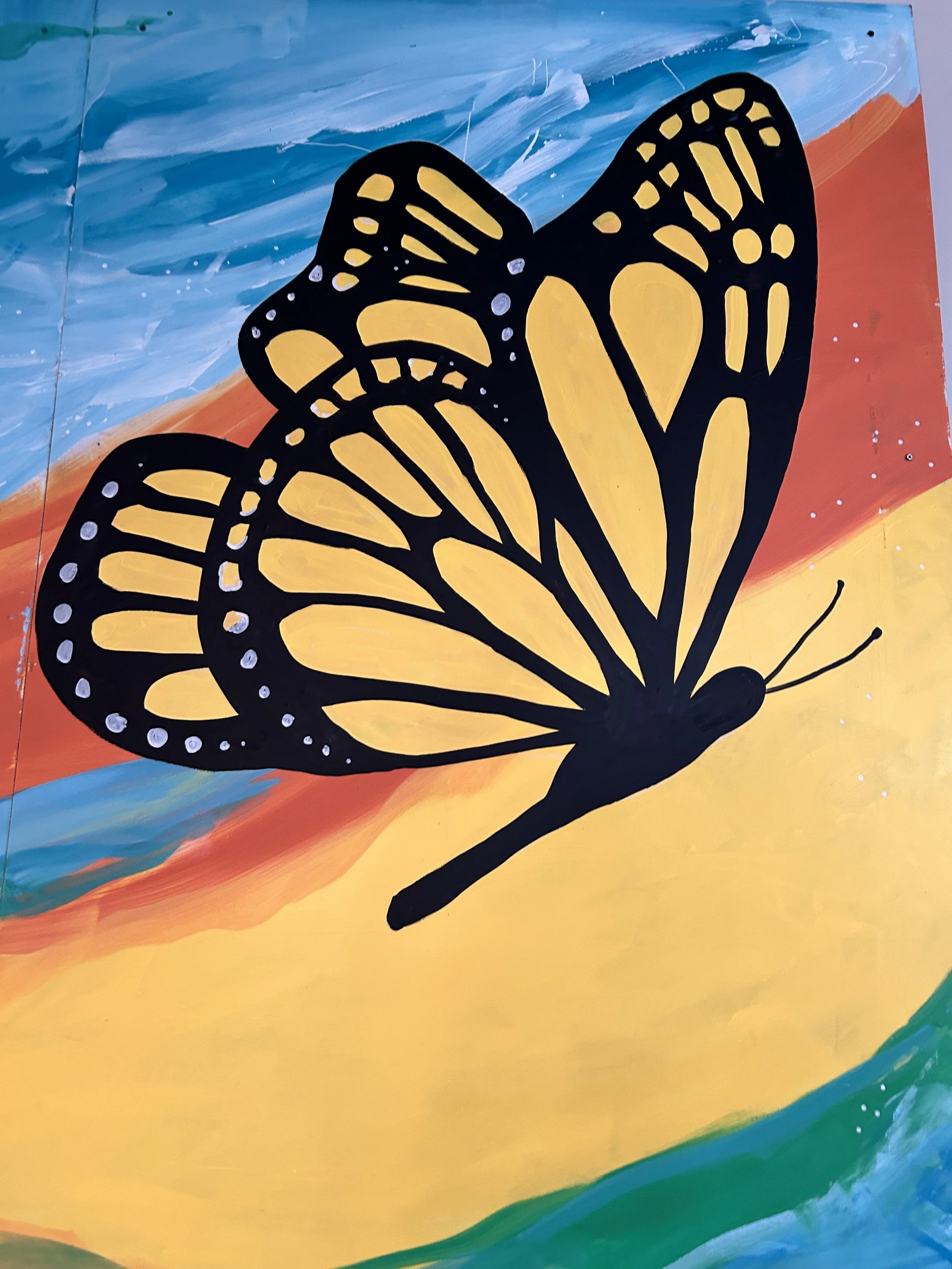 Up close detail of mural at R.A.C.E.S. in Urbana by Leslie Kimble Art