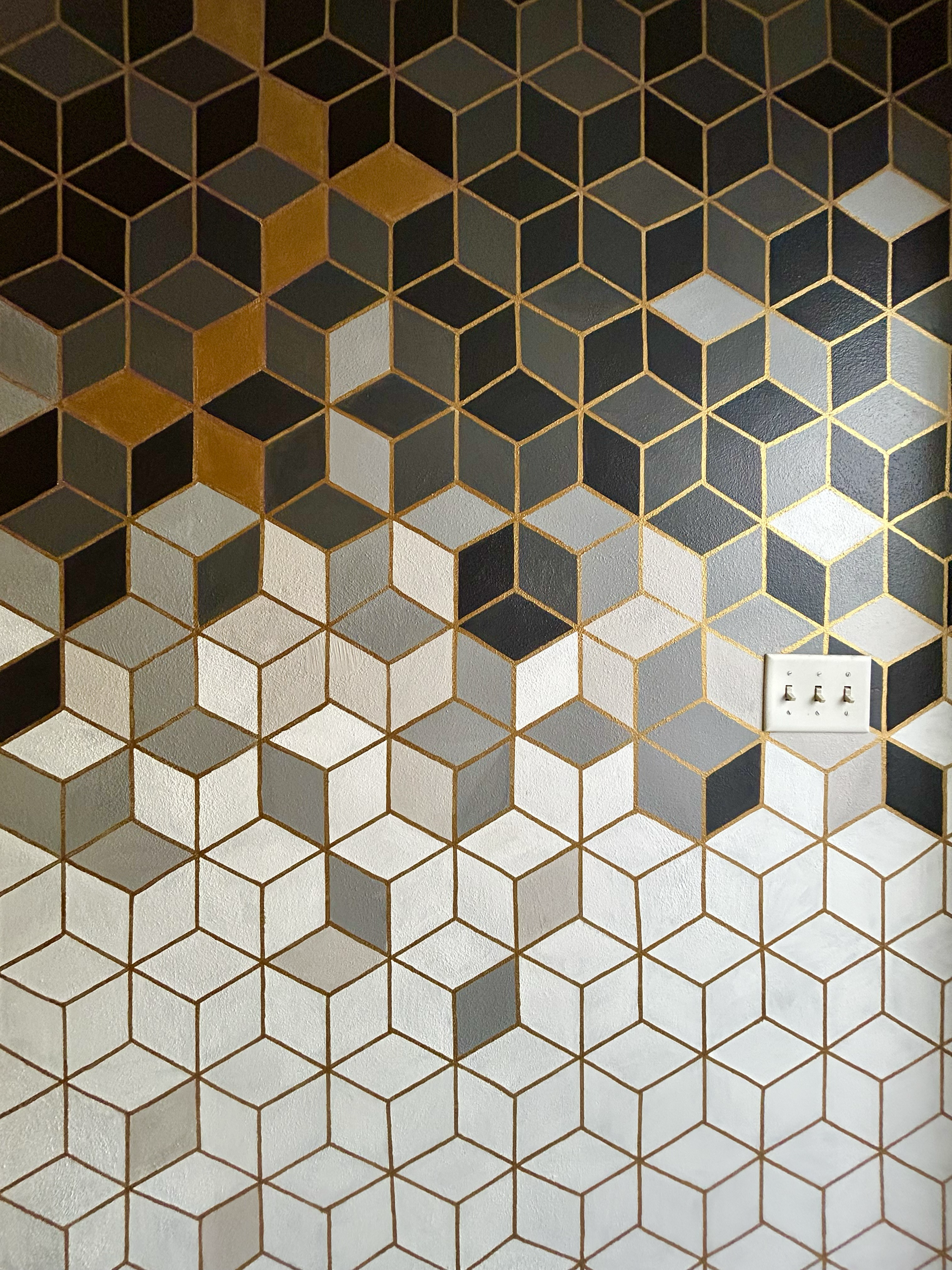 Geometricl mural painted in private residence in Champaign Illinois