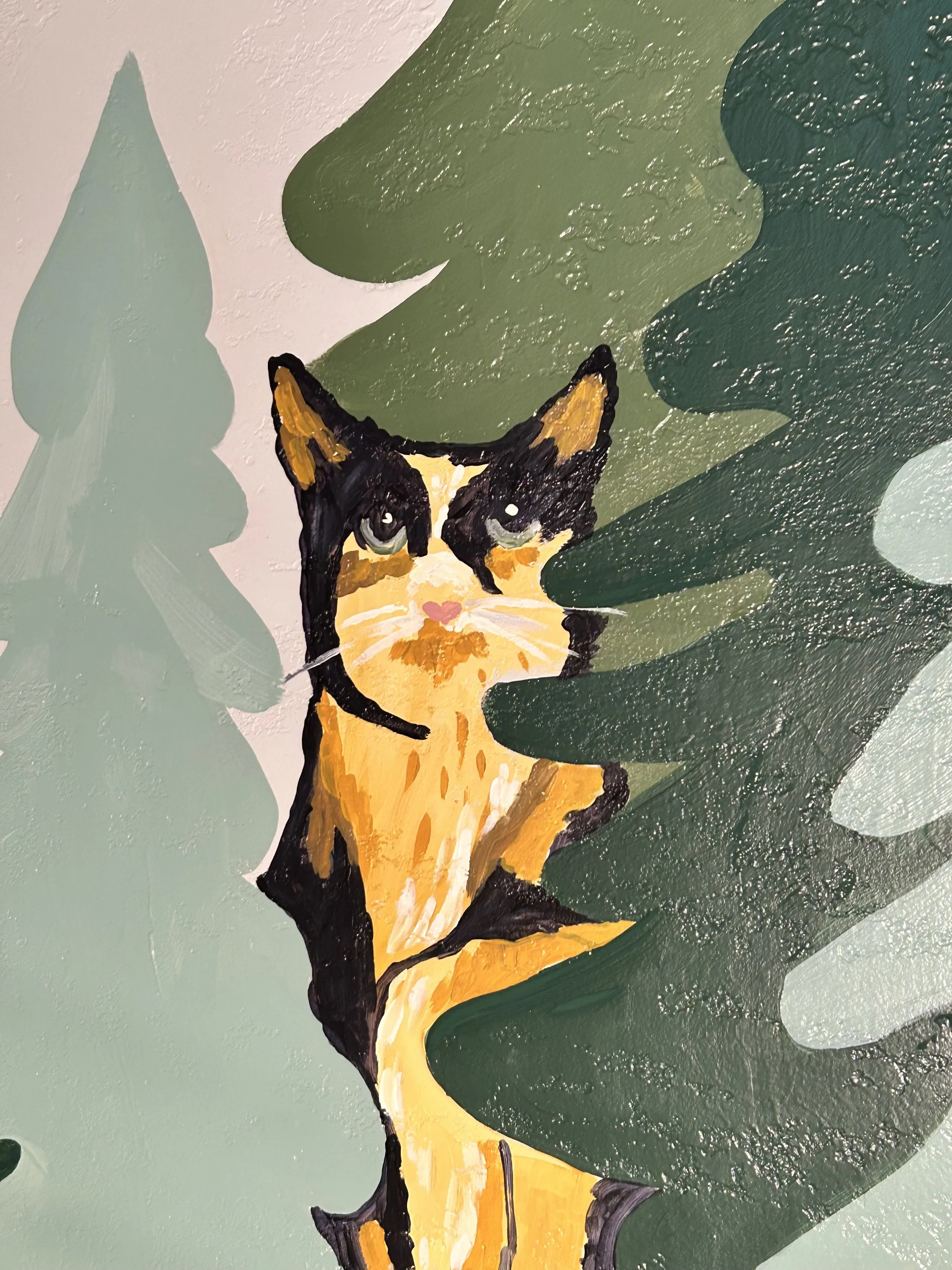 Calico cat pet mural by Leslie Kimble, Mahomet Illinois