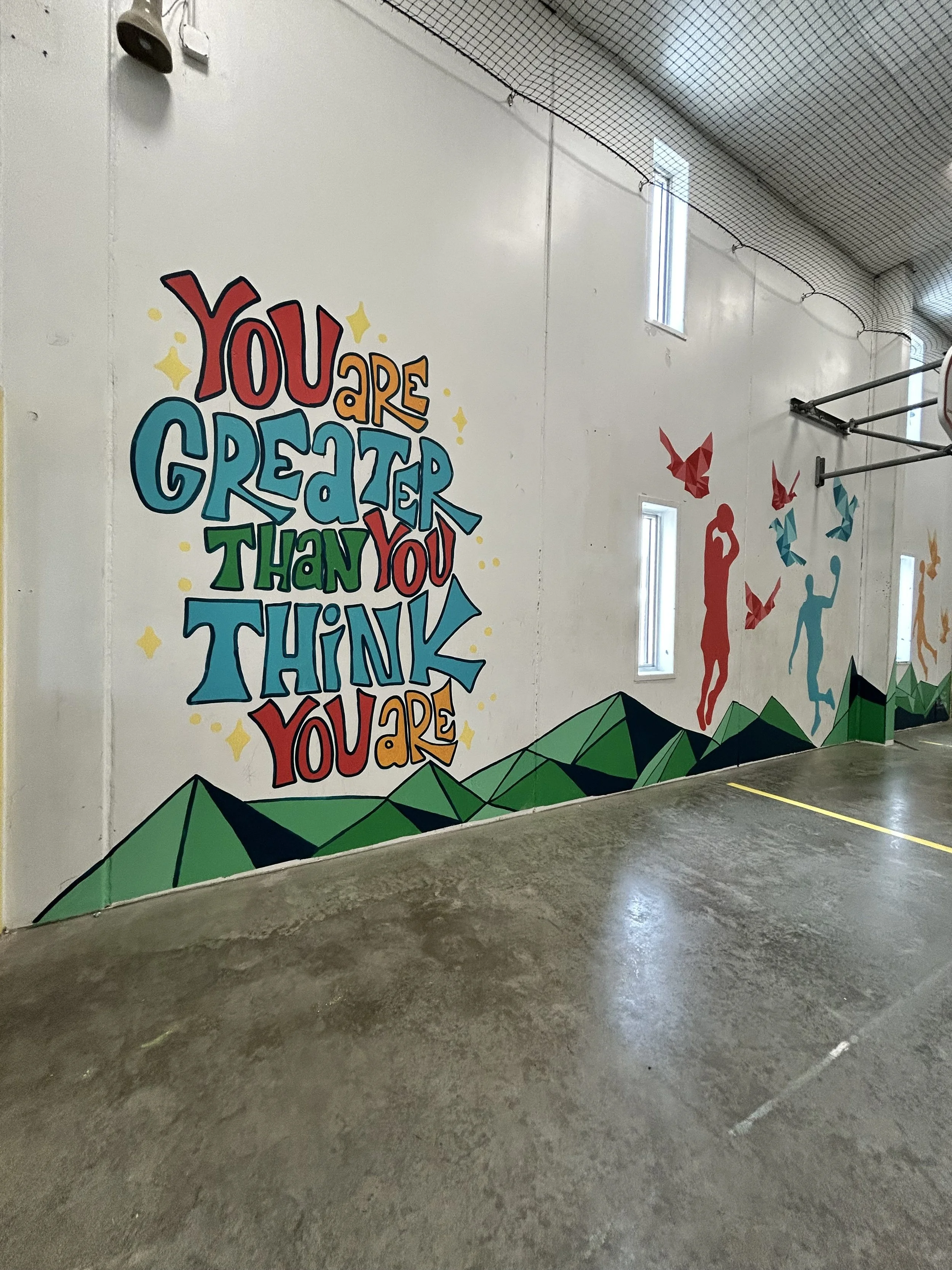 Mural painted inside the Champaign County detention center by Leslie Kimble Art, Champaign Illinois