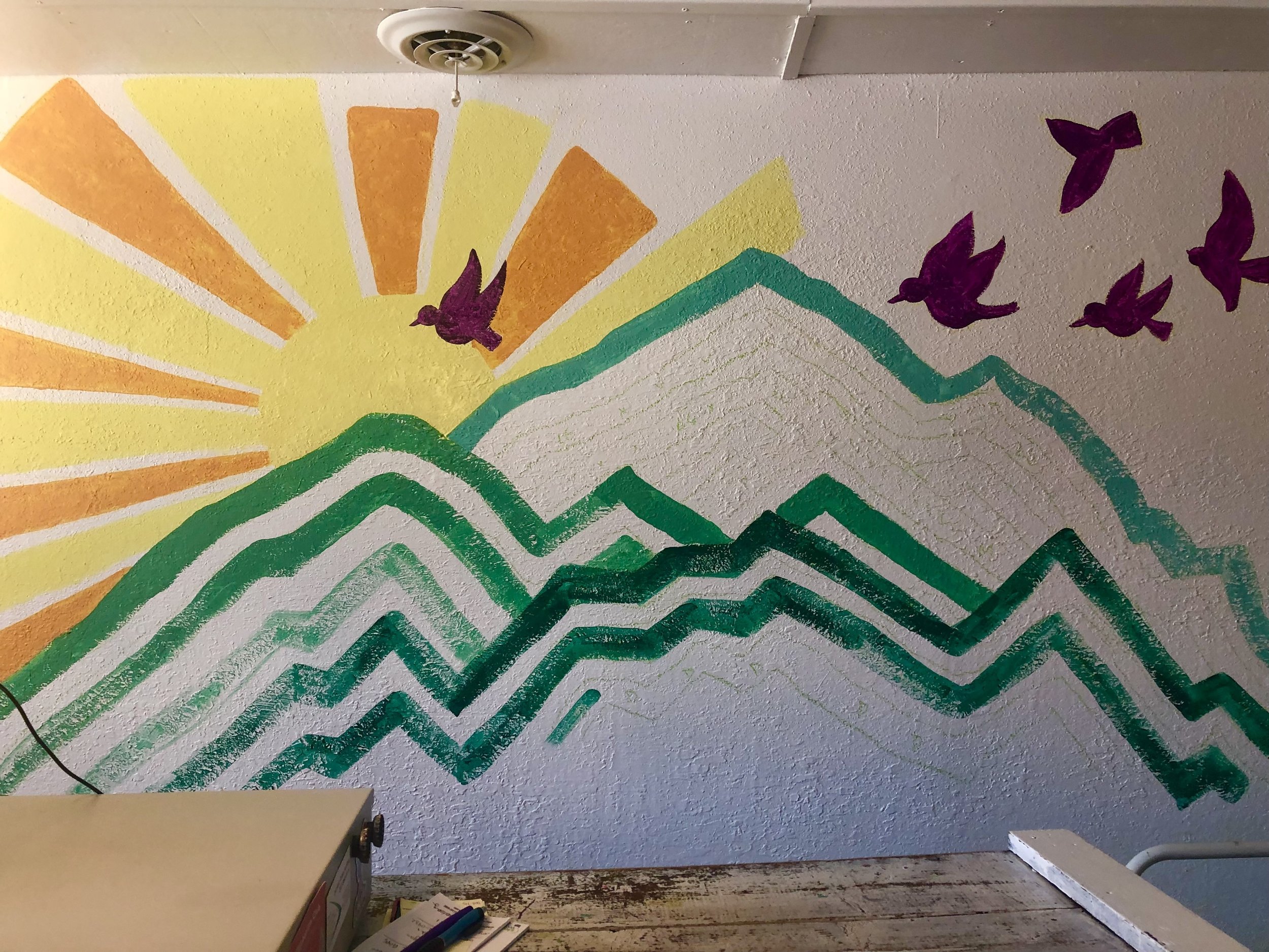 Greener Goods mural, Champaign, Illinois, by Leslie Kimble Art