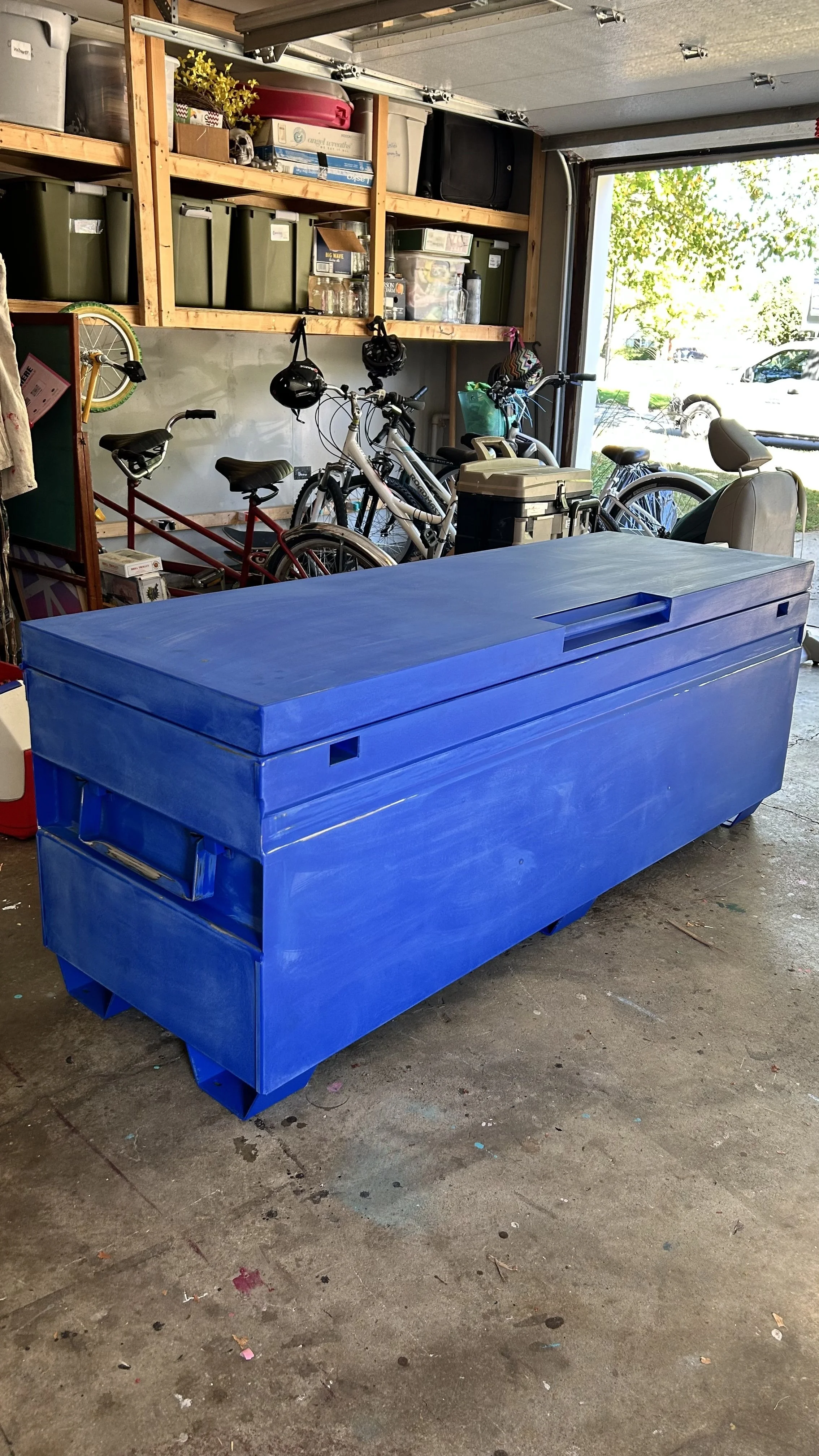 Before of toy box mural at Katies Play Place in Clark Park in Champaign, Illinois