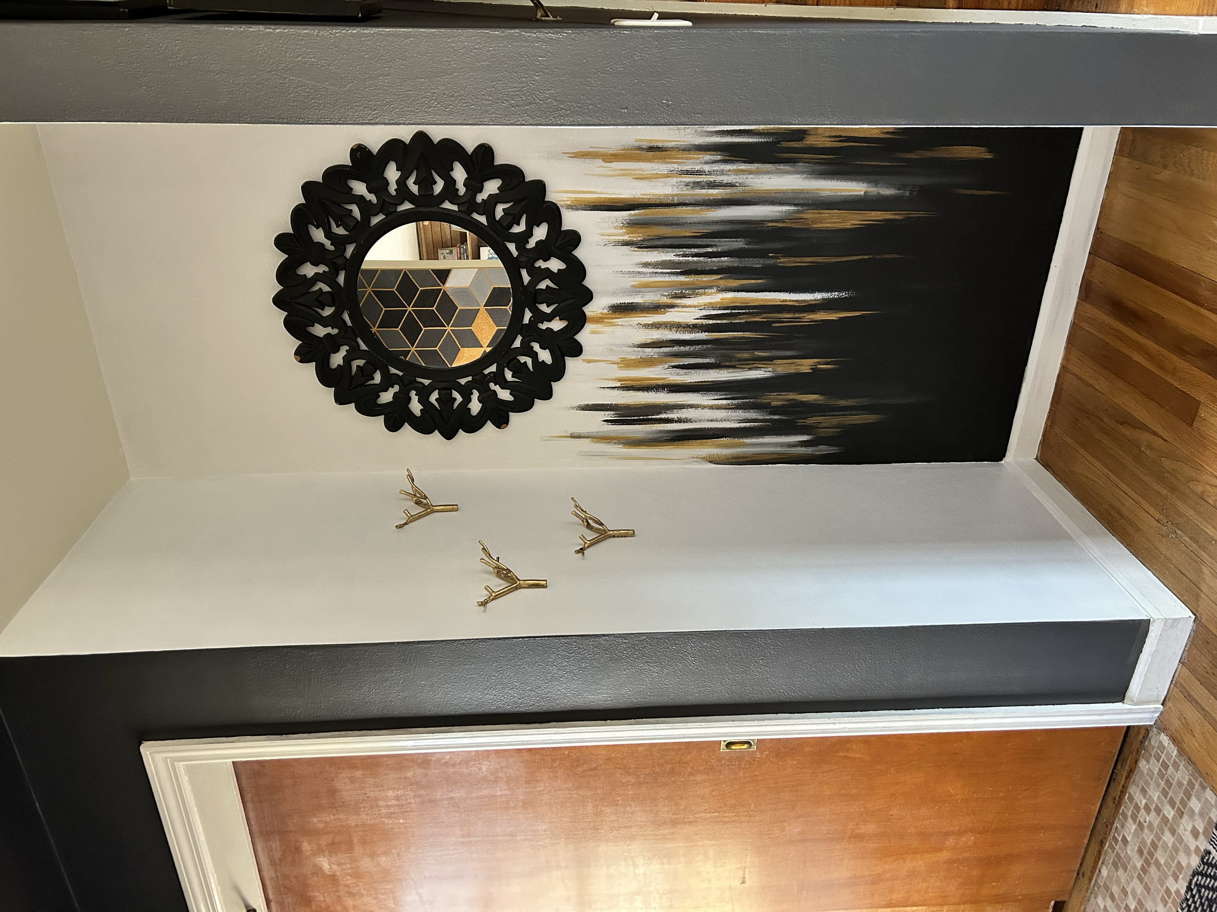 modern alcove mural painted in private residence in Champaign, Illinois