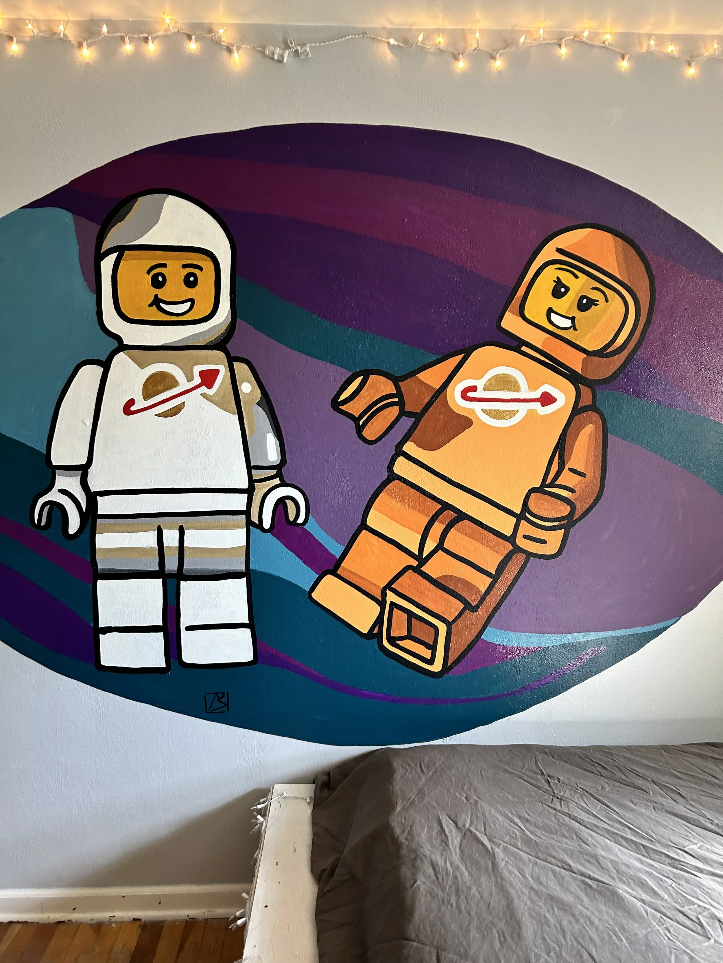 lego mural in private residence by Leslie Kimble Art, Champaign, Illinois