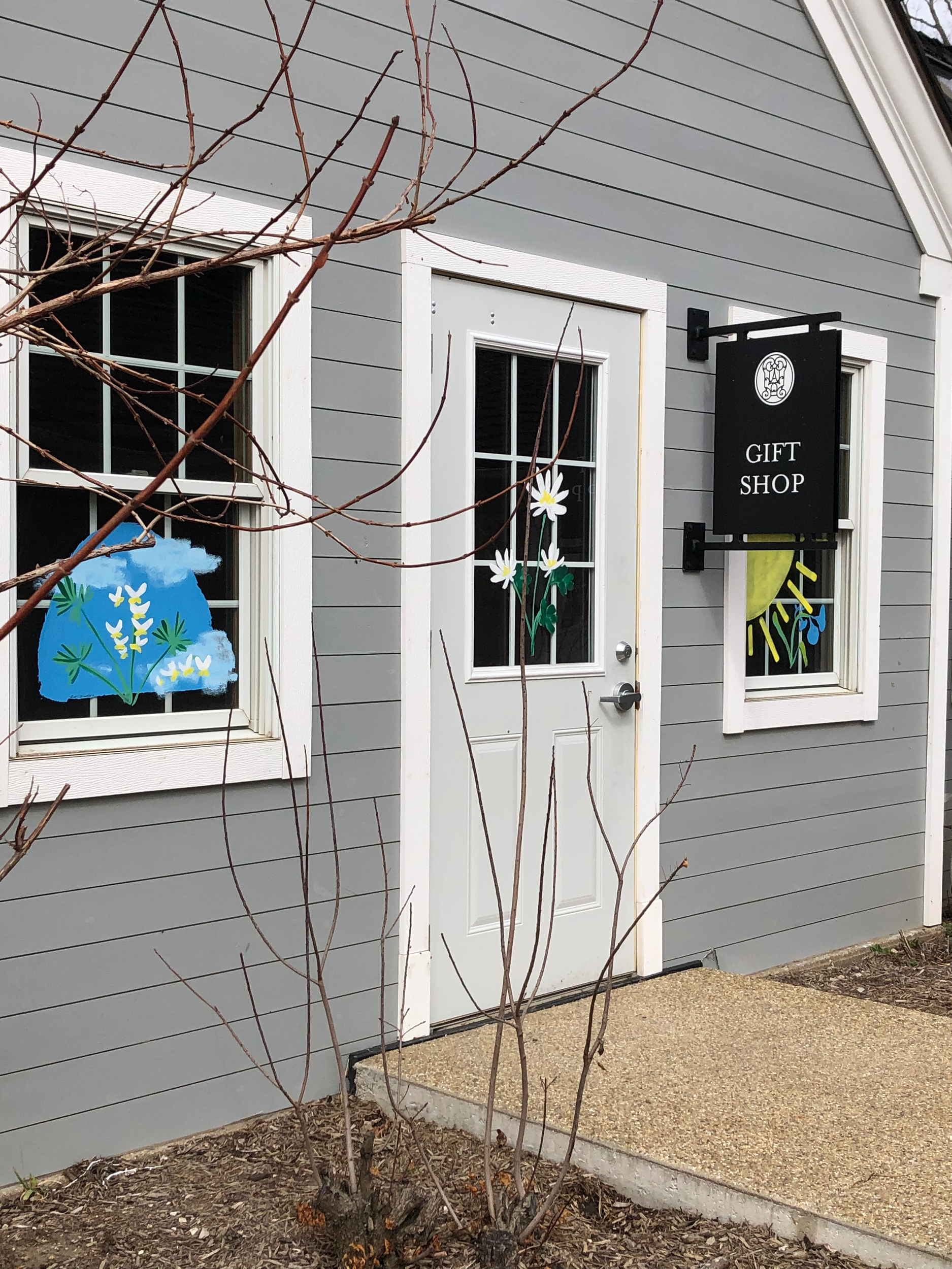 Window painting at Allerton. Monticello, Illinois. Spring window painting 2023