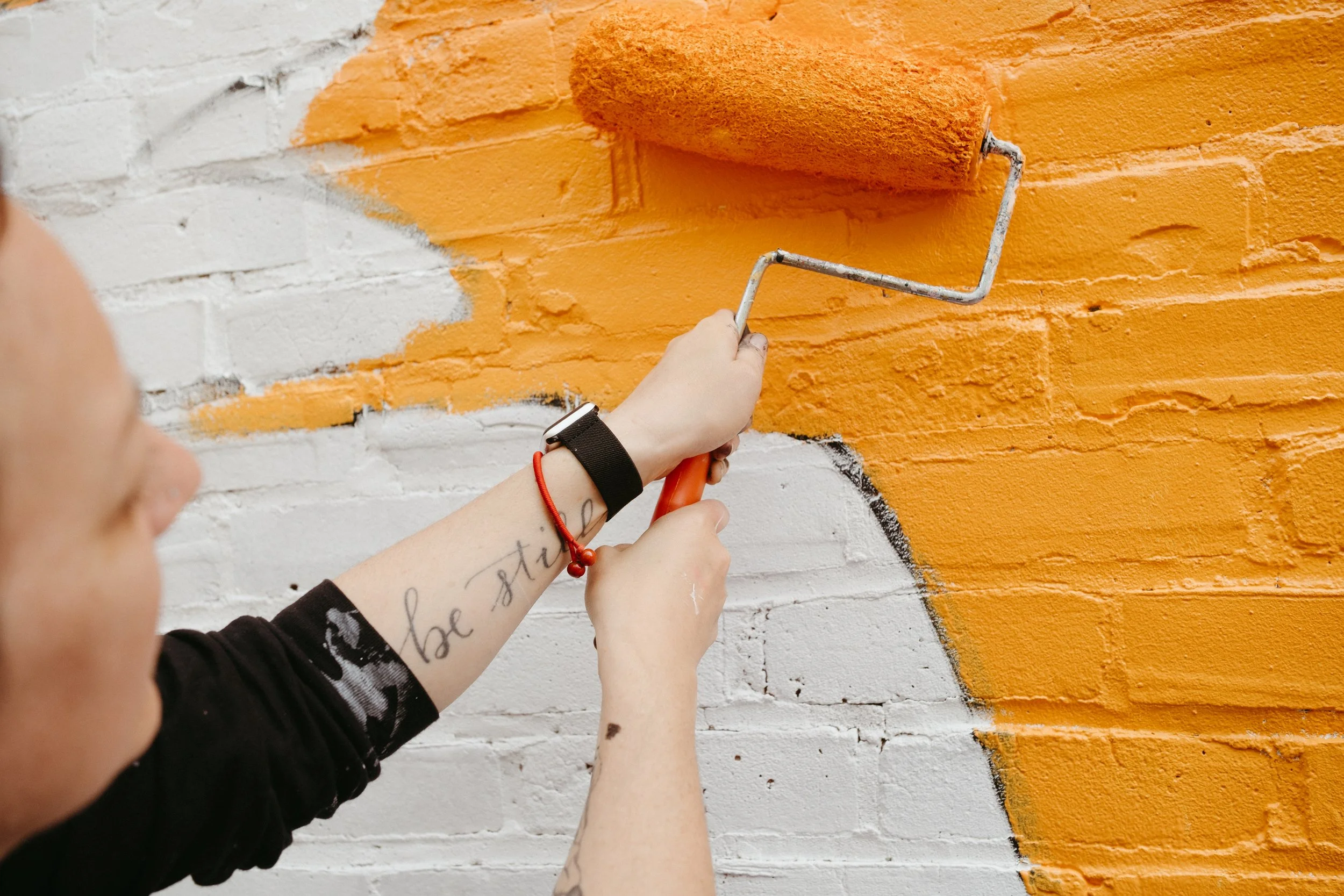 Process photo for Pinwheel mural for  C.A.S.A. and Crisis Nursery in Champaign County