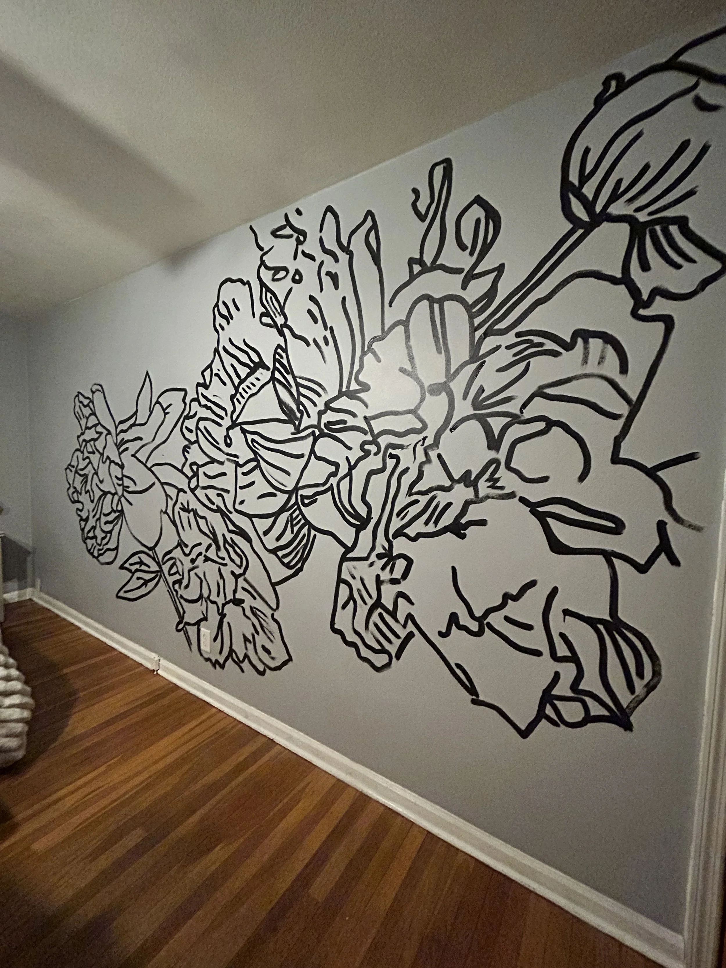 Floral Line mural by Leslie Kimble, Champaign, Illinois