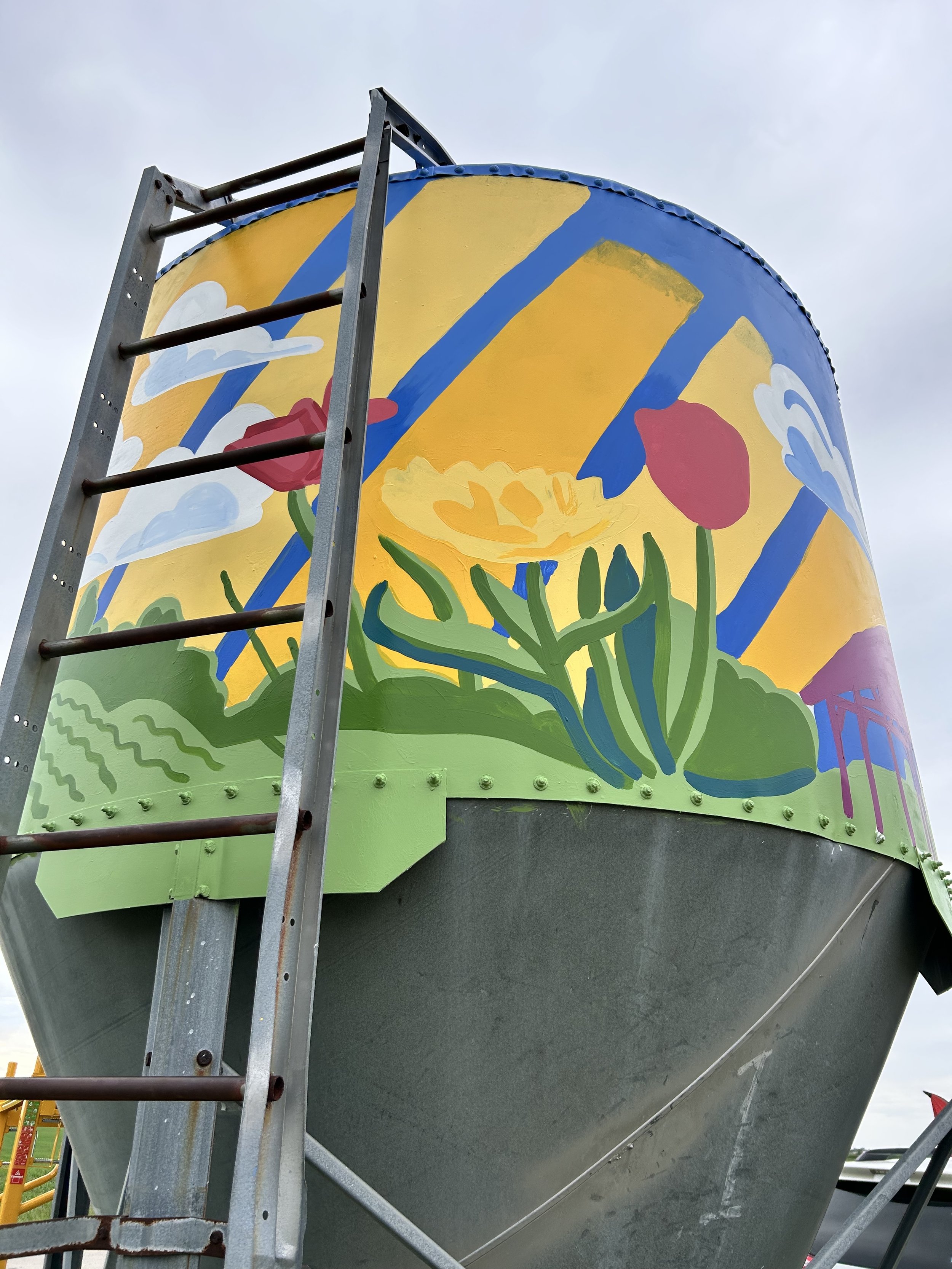 Close up photo of silo mural at Prairie Fruits Farm and Creamery by Leslie Kimble, Champaign, Illinois