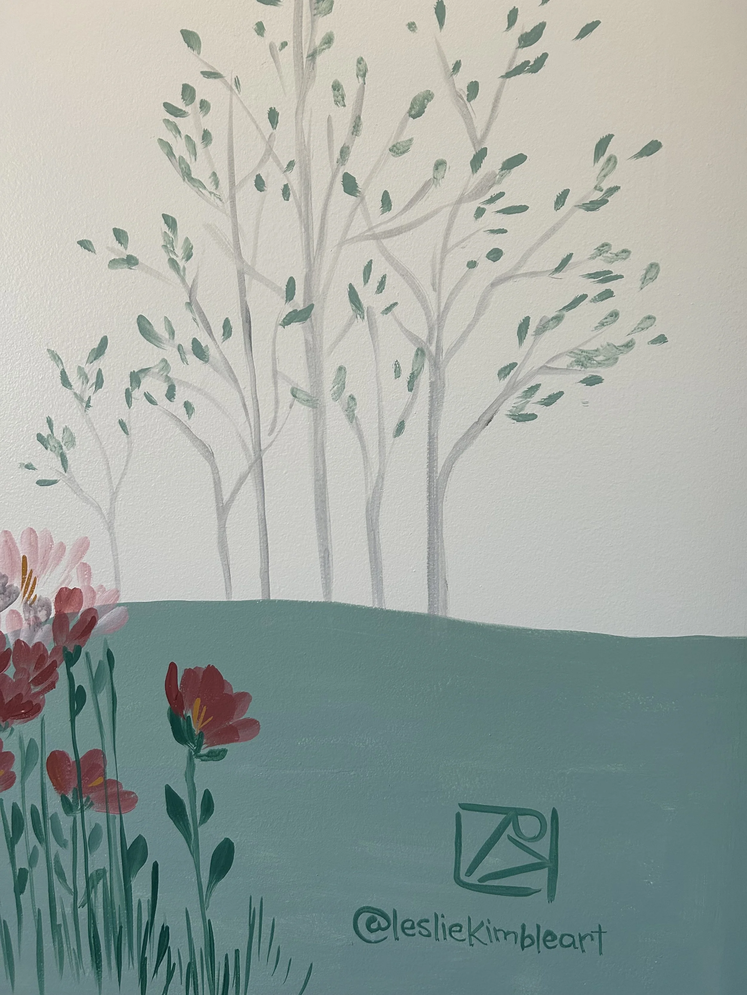 Detail on Watercolor Woodland  in Tuscola, Illinois by Leslie Kimble Art