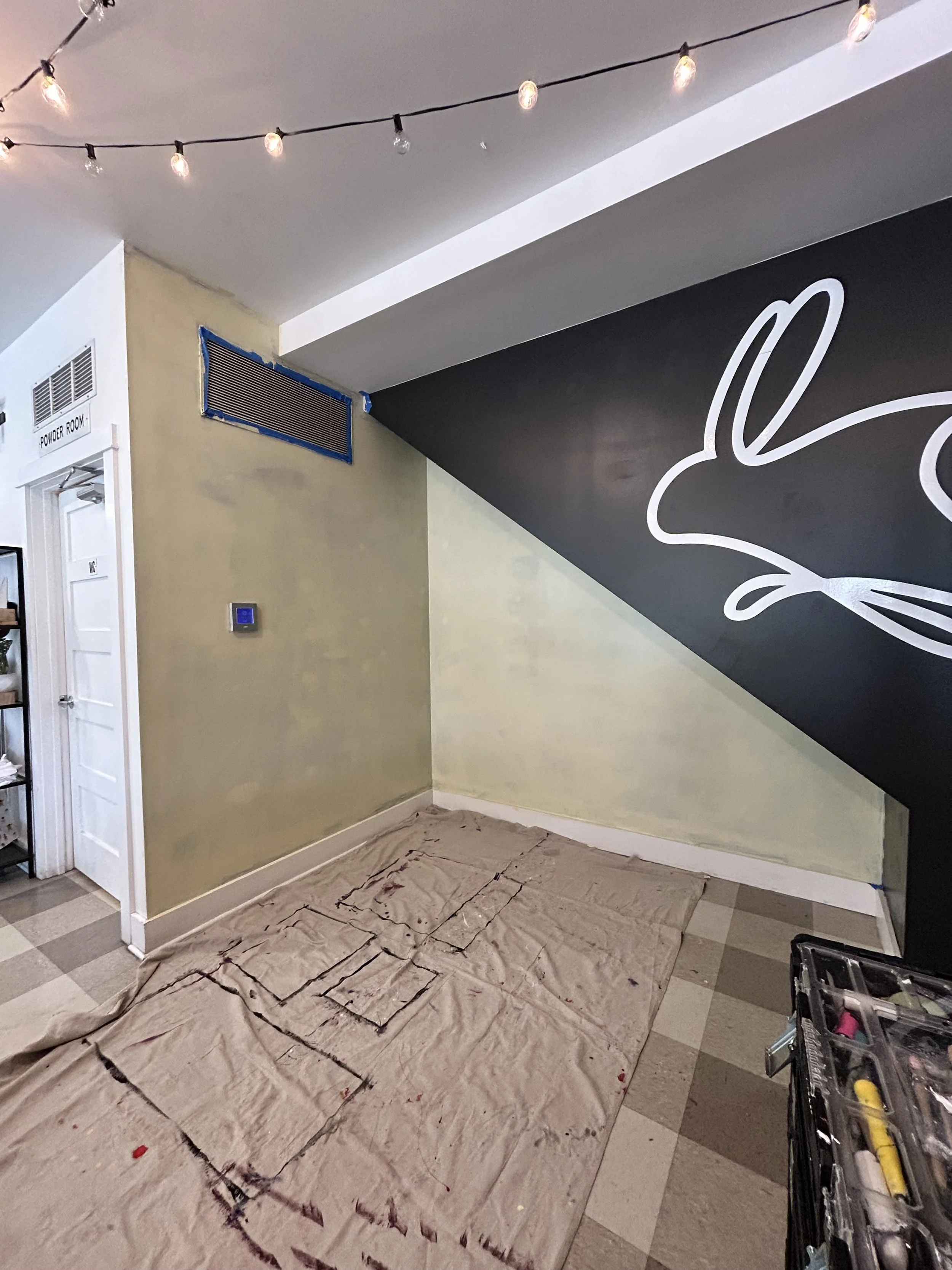 Before wall at Hopscotch Bakery