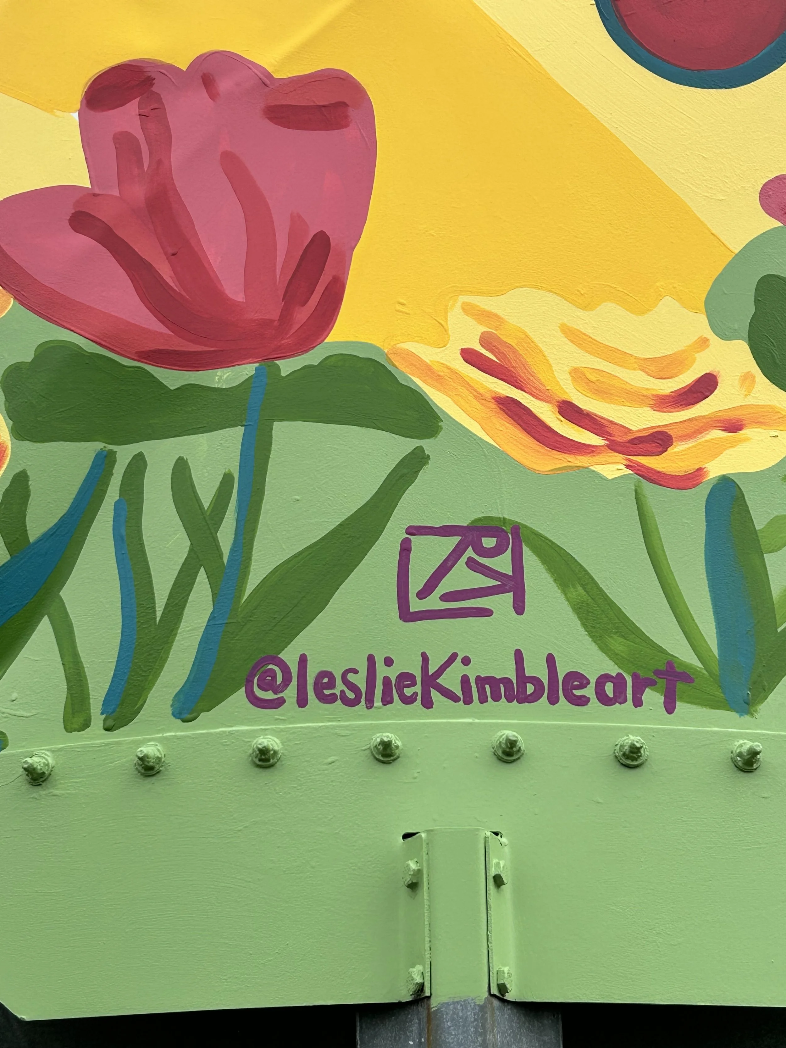 Close up photo of silo mural at Prairie Fruits Farm and Creamery by Leslie Kimble, Champaign, Illinois