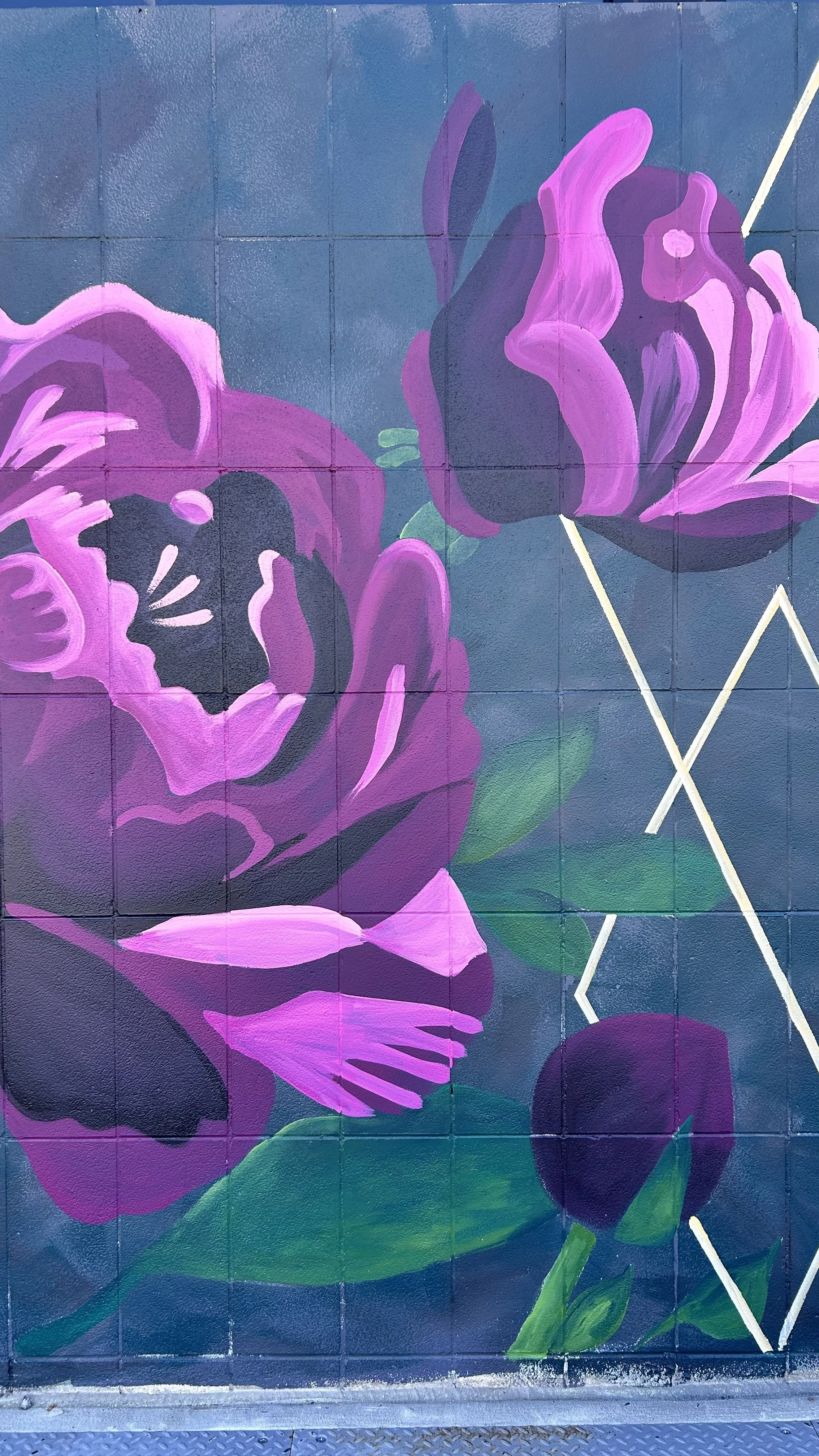 Detail finished mural Where the Soul Blossoms with Leslie Kimble Art and Ashley Rosenow