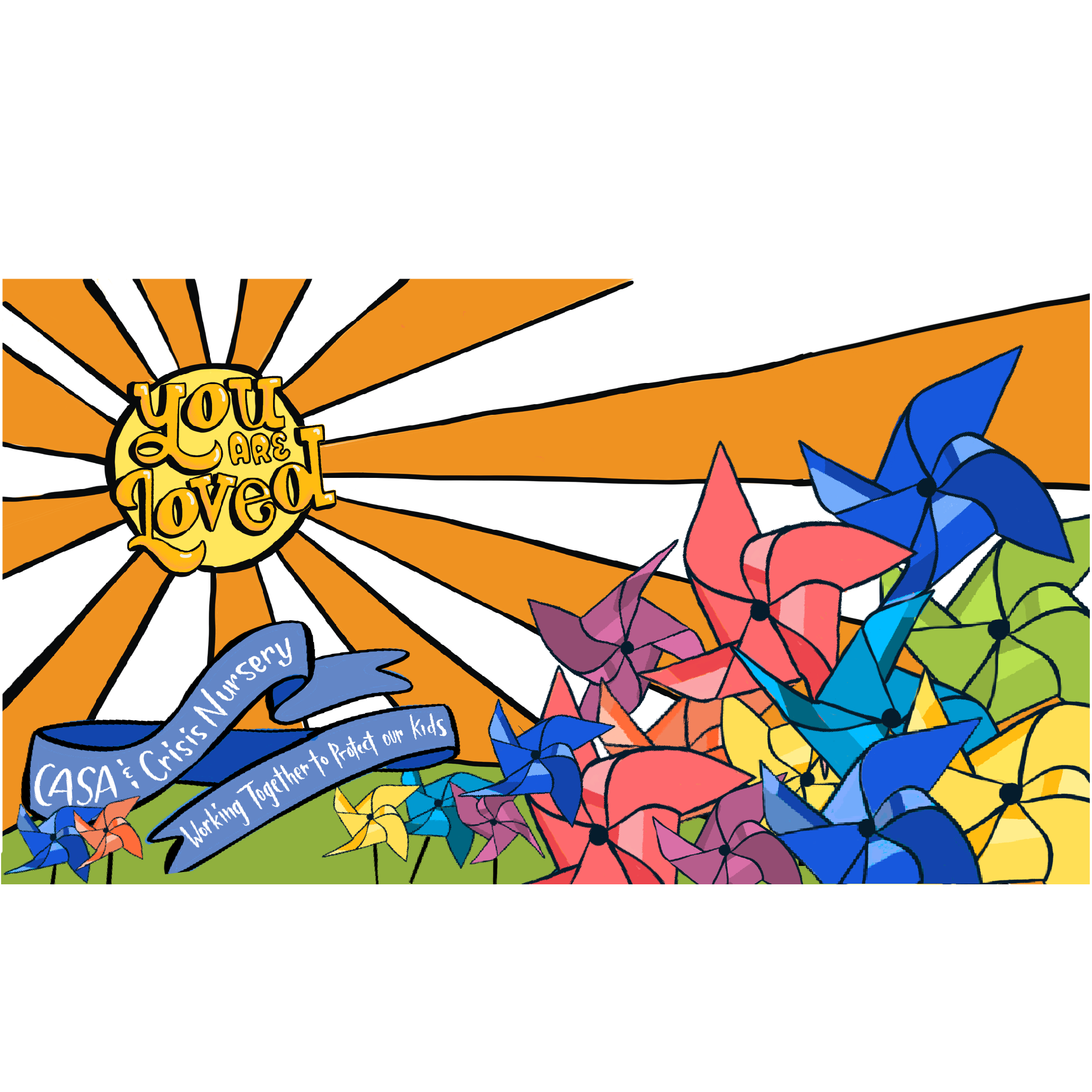 Mural Mock up for Pinwheel mural by Leslie Kimble Art