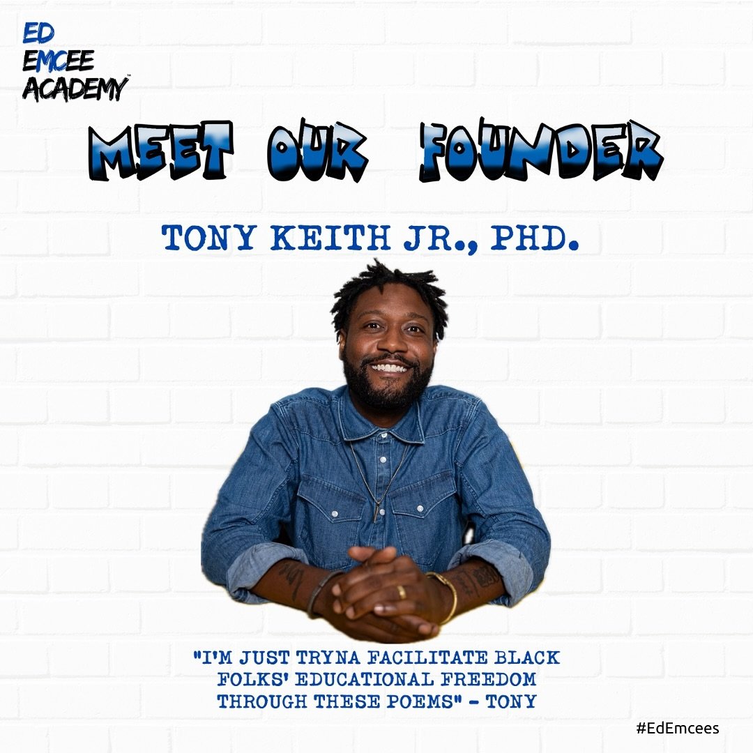 *Mic Check*🎤
*Mic Check*🎤
Allow us to reintroduce ourselves!
.
MEET OUR FOUNDER DR. TONY KEITH, JR!
Our trailblazing dreamer and Head Ed Emcee.
.
A BIT ABOUT DR. KEITH:
Dr. Tony Keith, Jr. is an award-winning poet, spoken word artist, author, and