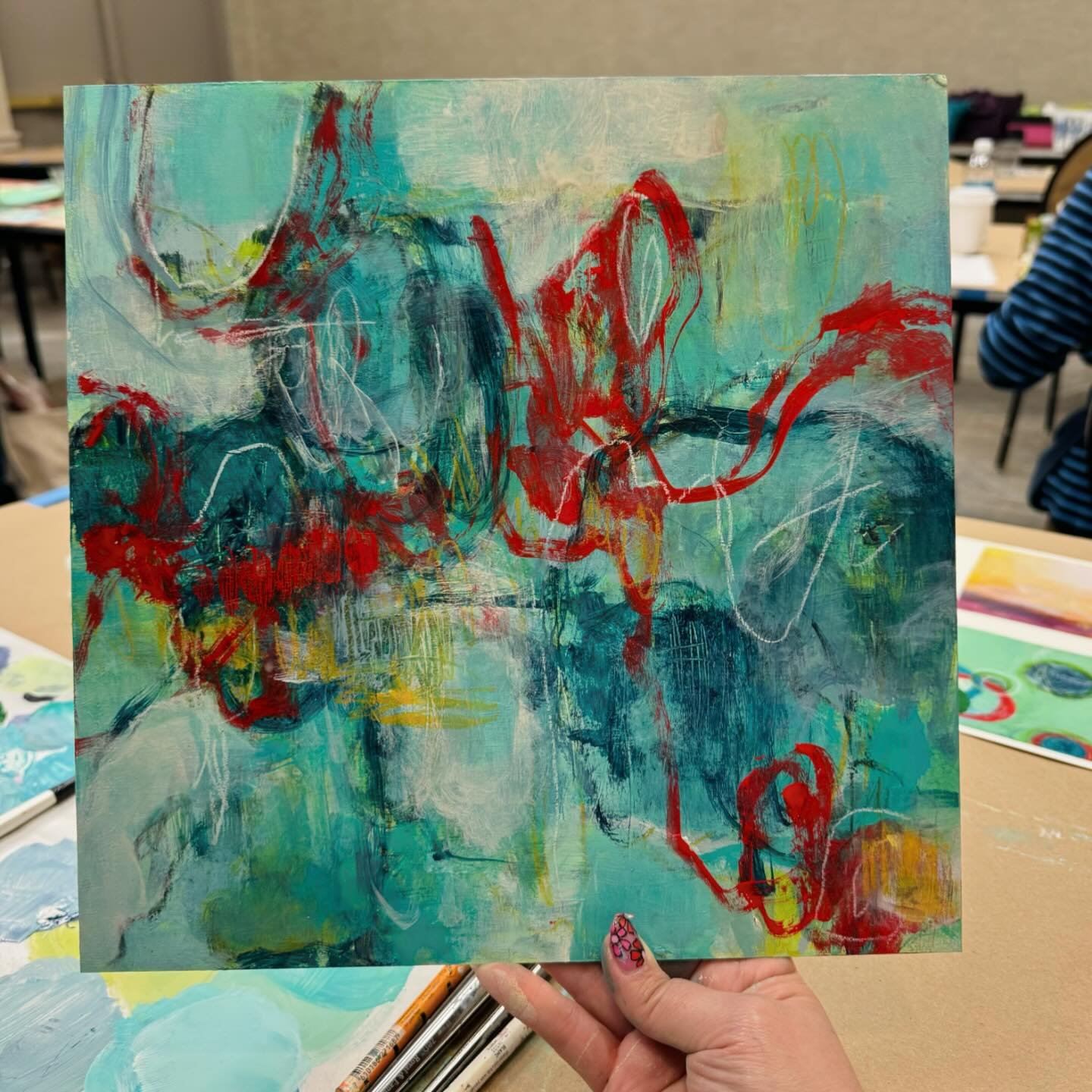 Ahead of the two classes I&rsquo;m teaching at @art_and_soul_retreat this week (there&rsquo;s still room in both if you wanna join me!), I took an Abstract Compositions Class with Golden Paint Instructor @jacqueline_sullivan today. 

It reminded me h