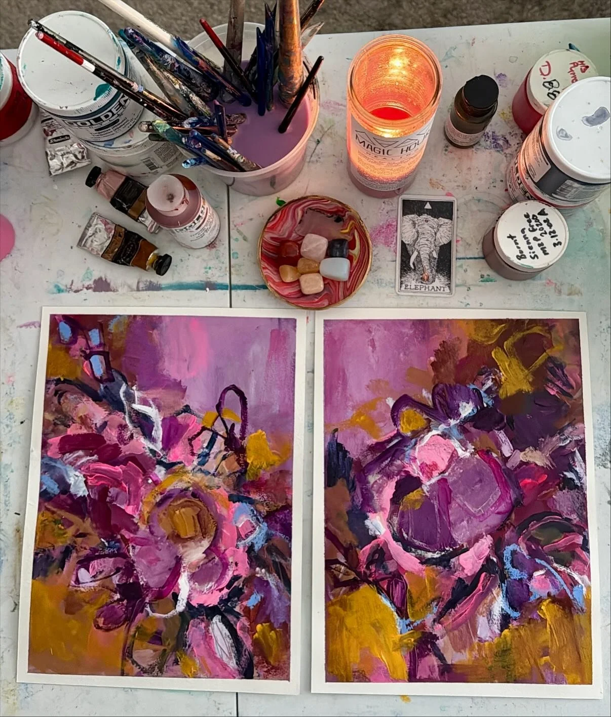 Color is my forever muse and I&rsquo;ll never stop chasing it. Loving this latest combo big time. 💫✨

A new collection of original works on paper, including these two, dropping soon. Stay tuned! 👀🖼️