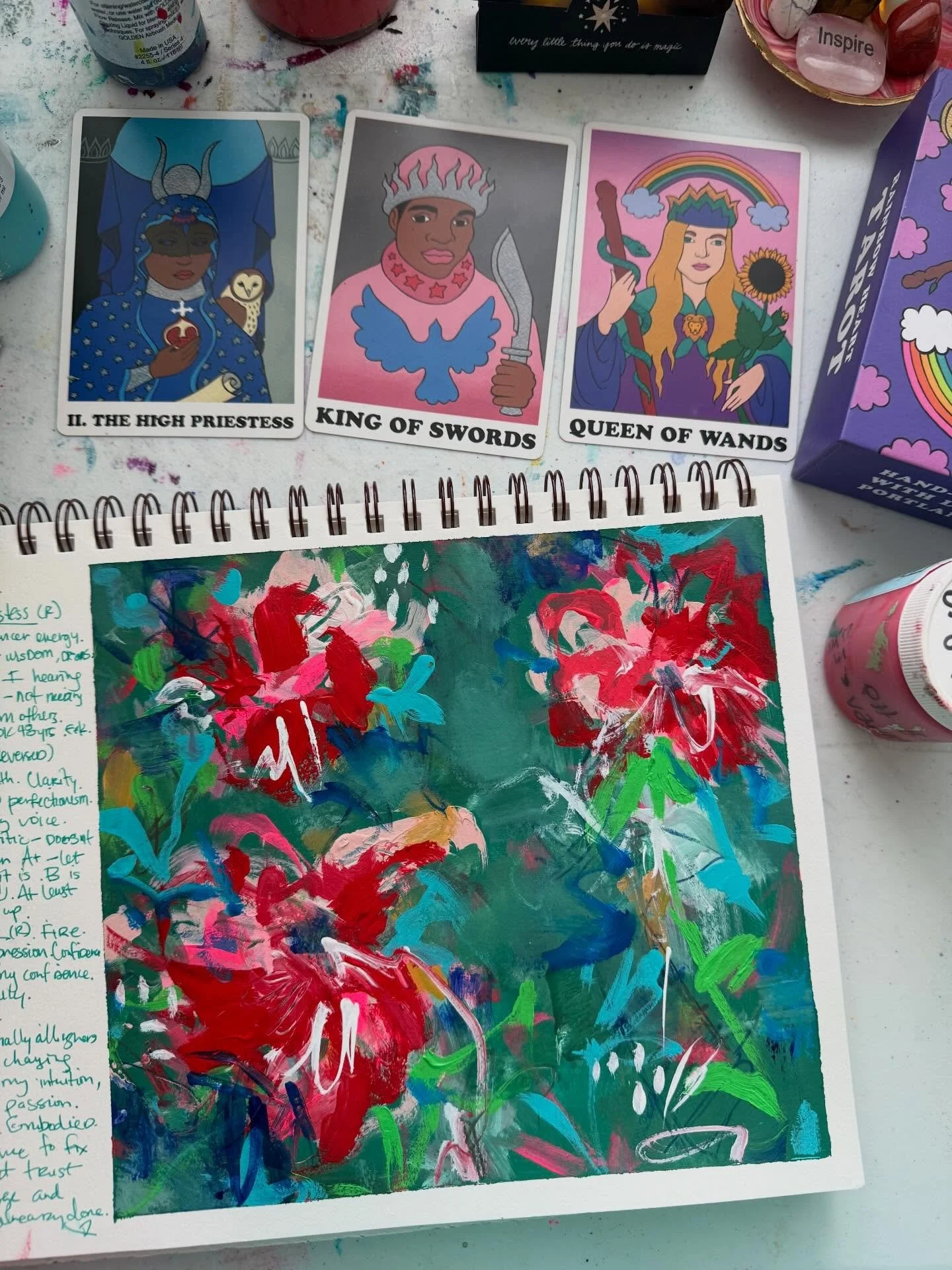 Sketchbook rituals #3. Full process video and tarot interpretation on YouTube now. 💗