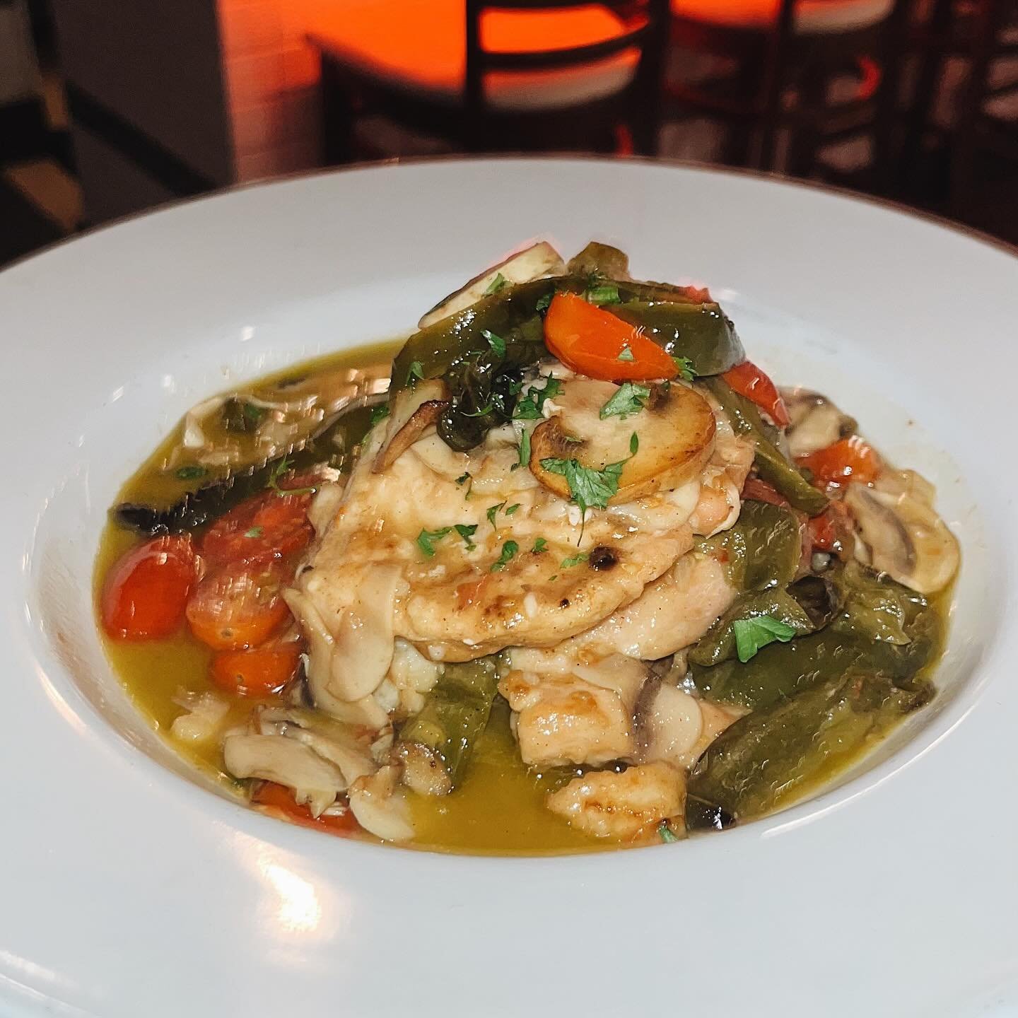 Hot Off The Line - Chicken Pisano Shrimp Scampi &amp; A Stuffed Veal Chop😋🍽️