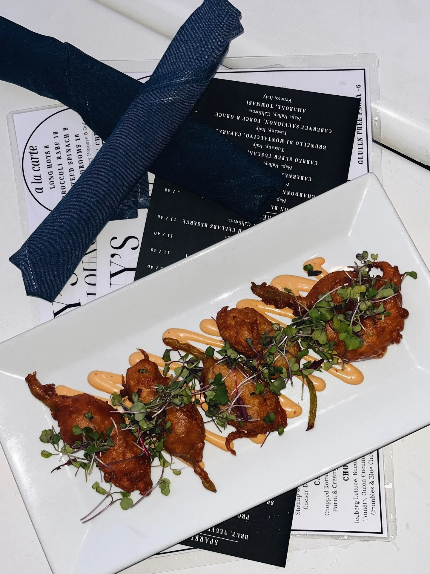 A Breezy Summer Night🤝🏼Dinner Outside 
Out Front &amp; Patio Available This Weekend ! 
.
.
.
Pic: Specials Zucchini Flowers With Chipotle Aioli &amp; Chicken Milanese