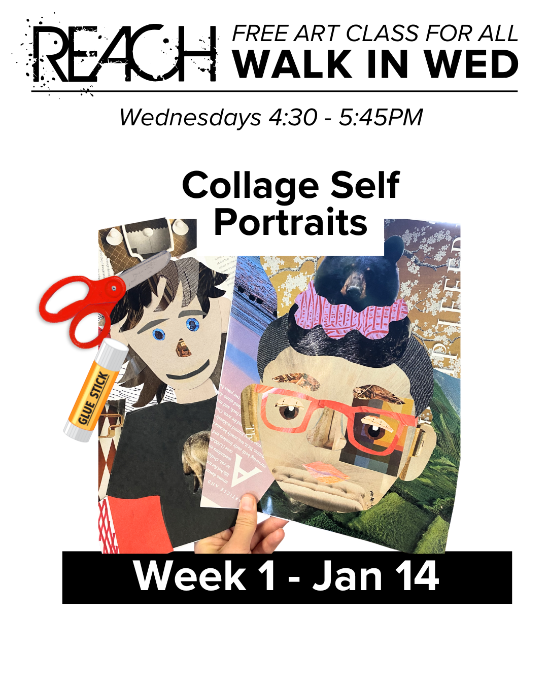 1/14 Walk-In Wednesday - Collage Self-Portraits 