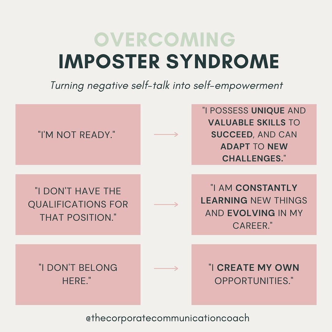 Is Imposter Syndrome holding you back? Consciously rewriting our self-talk is a strategy to combat the limiting narrative we often tell ourselves. Try it today and see how quickly doors of opportunity open for you 💡