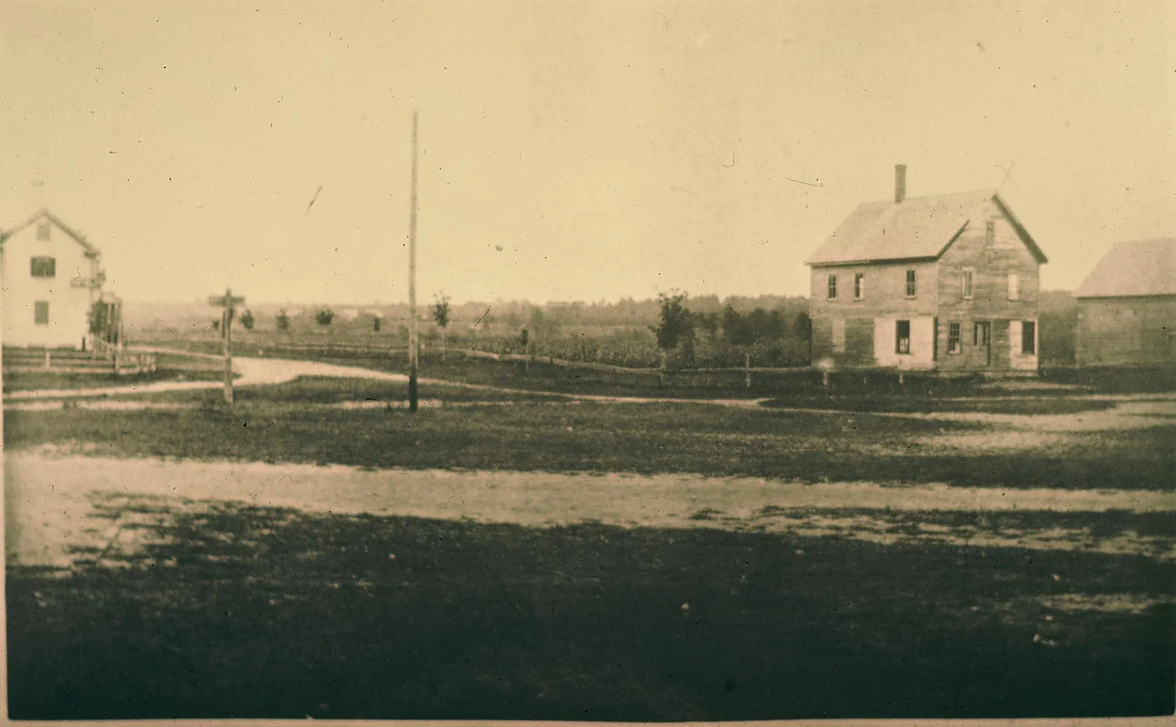 Marsh Coffin’s store in Waterboro Center. This view is from the old fire station looking east. This is now a home on the corner of Route 5 and Townhouse Road.