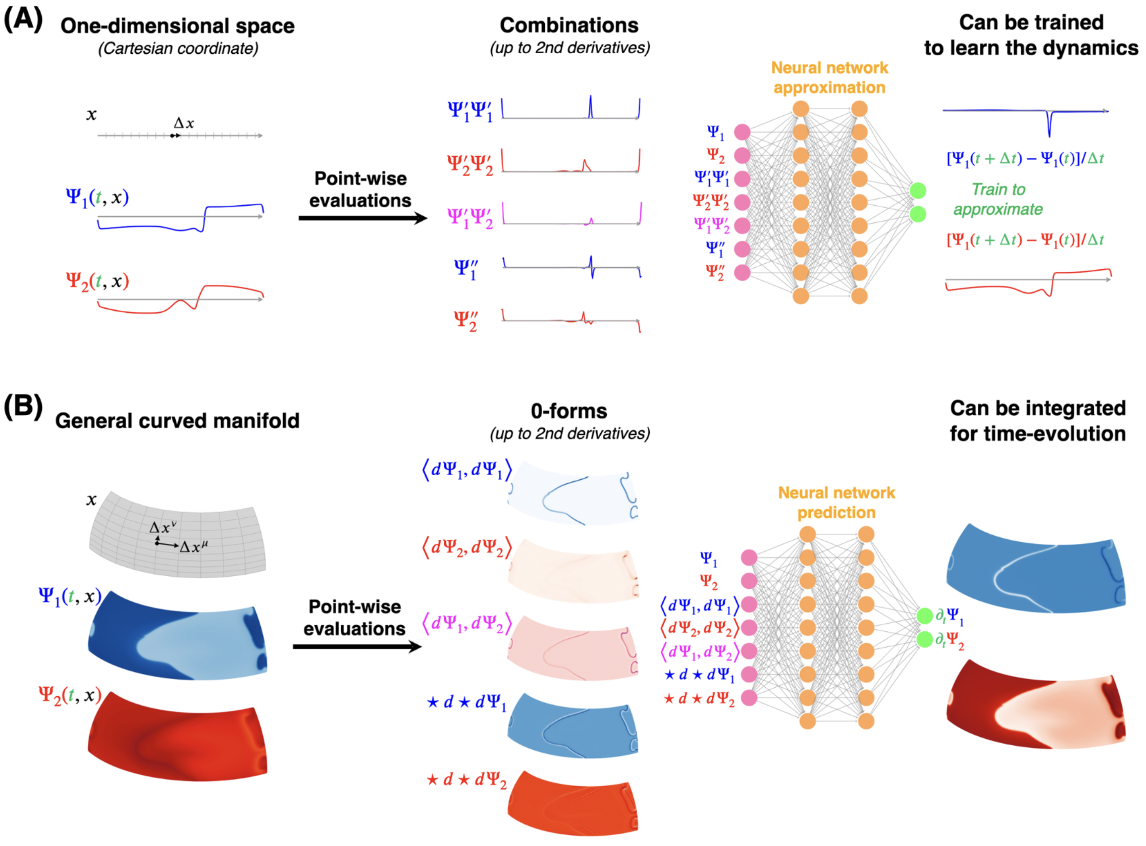 We introduce a "spatially liberated" framework for data-driven discovery of generally covariant PDEs governing coupled scalar fields, emerging as low-wavelength effective theories of locally interacting systems that preserve rotational and reflection