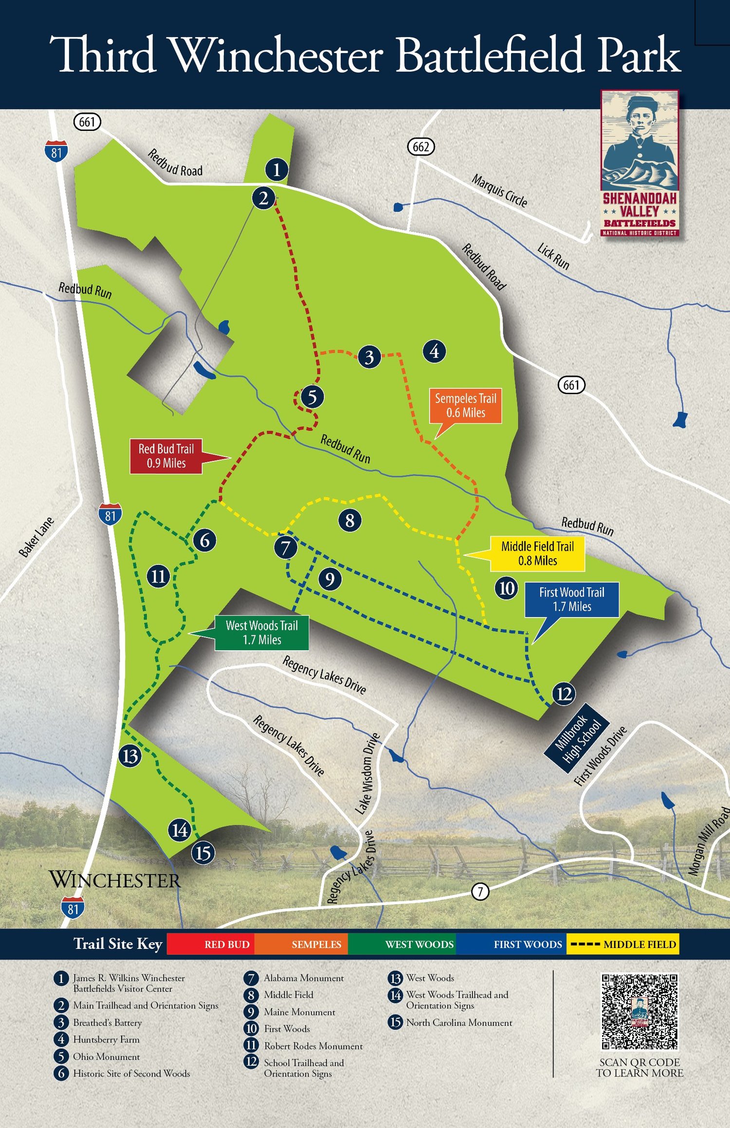 Third Winchester Battlefield trail map