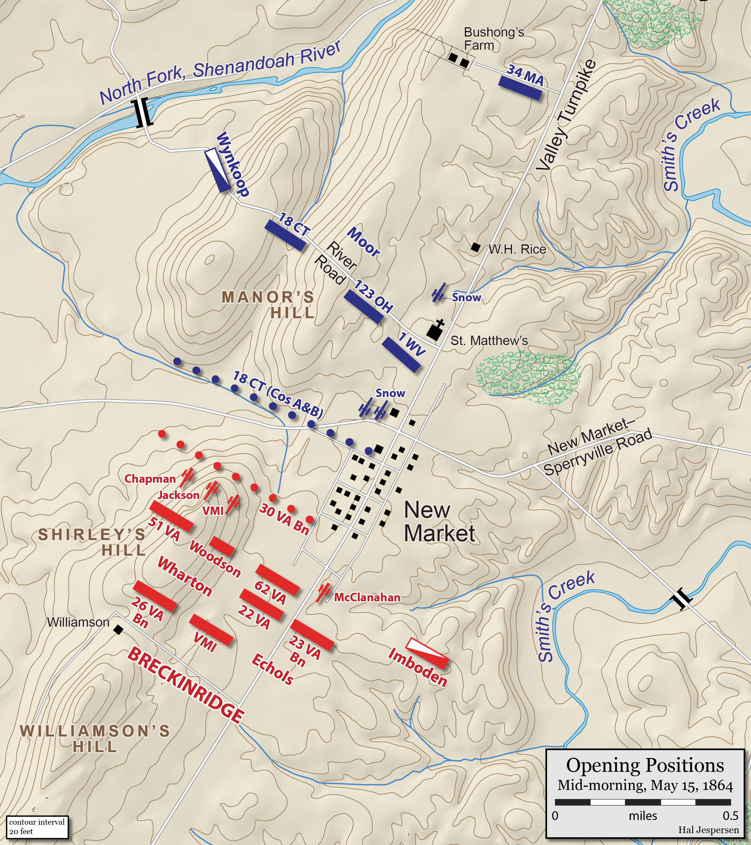 Battle of New Market: Opening Positions Map