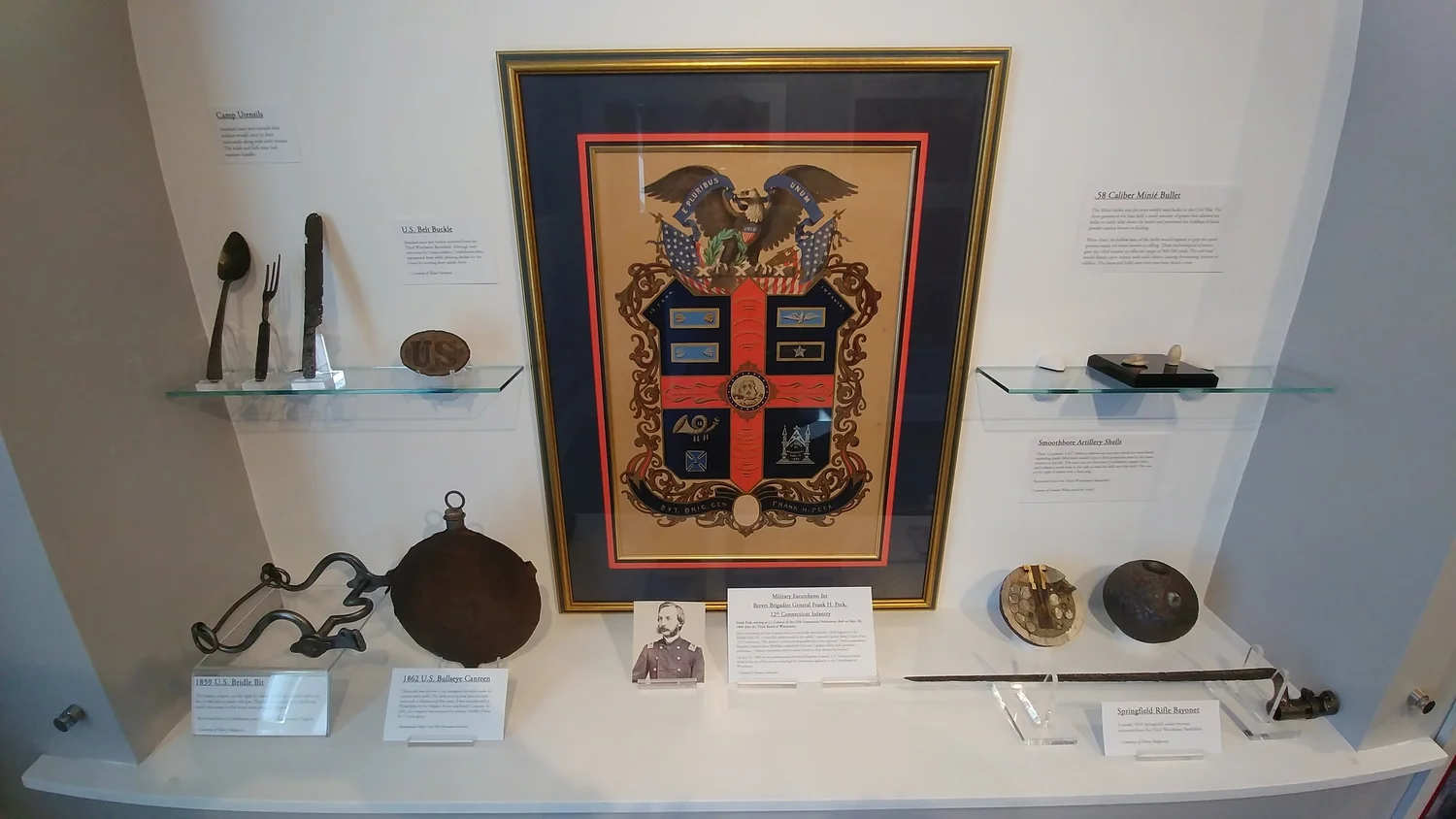 Historic artifacts displayed inside the visitor center