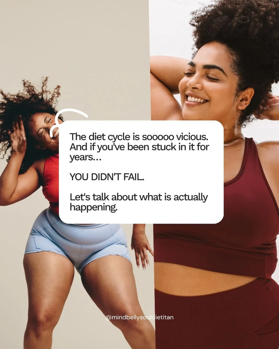 If you've been on diet after diet after diet&hellip;this is your reminder: YOU DID NOT FAIL.

The diet cycle can look something like this:

Want weight loss &rarr; start a diet &rarr; feel successful &rarr; receive compliments &rarr; restrictions bec