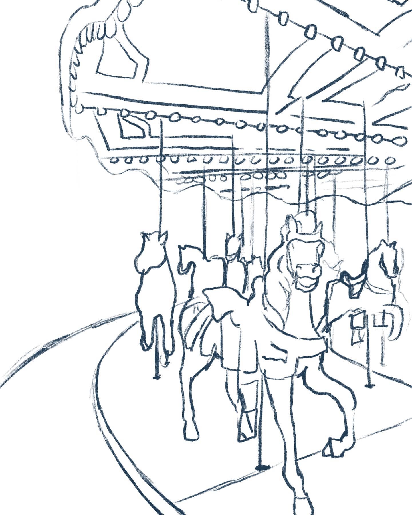 Starting with digital sketches lately to help layout a &quot;new&quot; painting series. 

...adding to my carnival/fair idea.

Here's the first of two carousel paintings. 

#only1joeyart #only1joey #art #artist #artistofyork #yoco #yorkmakesart #york