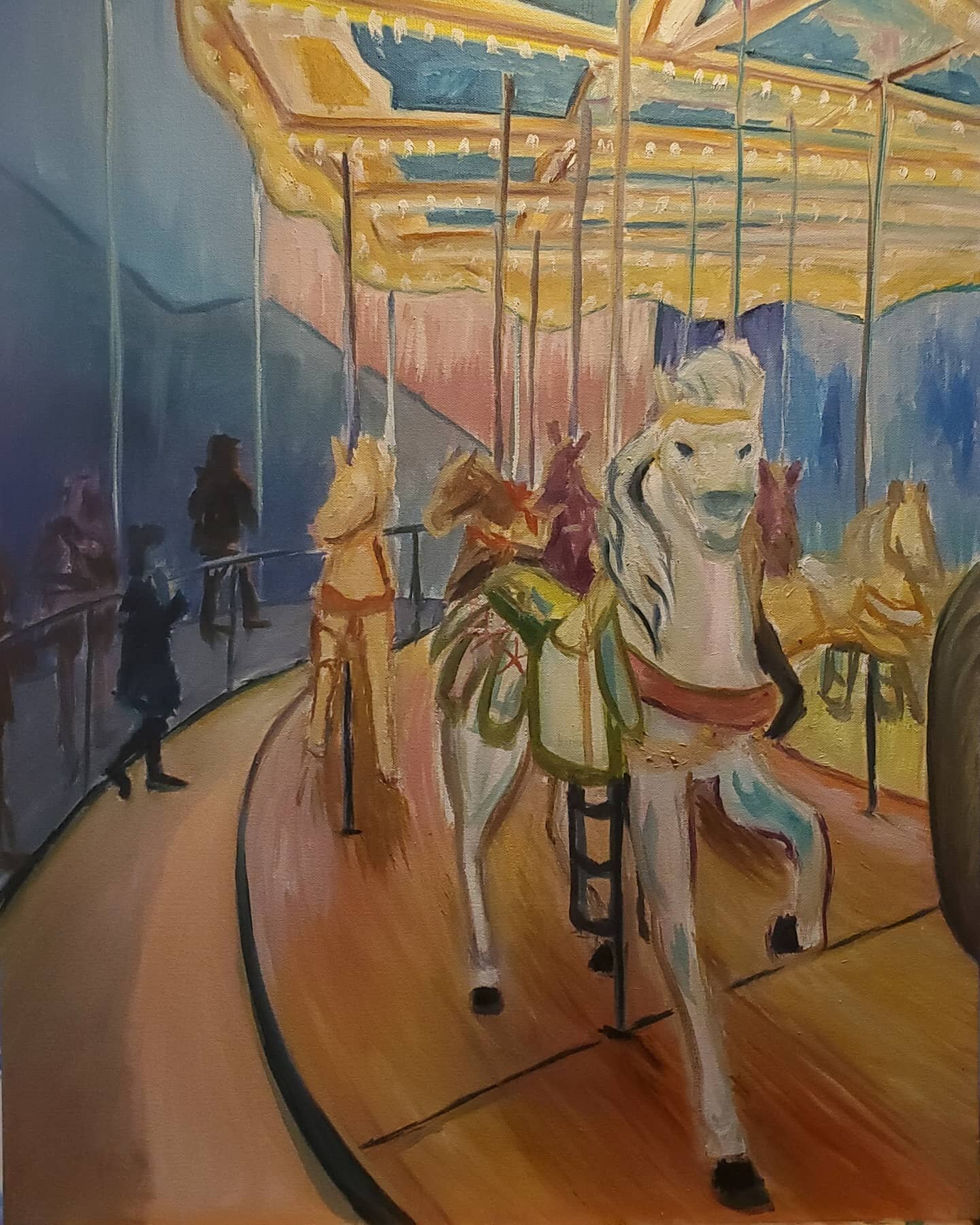 Work in progress... with the York State Fair in town it seems appropriate to be working through a carousel painting. Still a ways to complete, but I like where it's going. 

24x36
Oil on Canvas 

#only1joeyart #only1joey #painting #art #artist #yorkp
