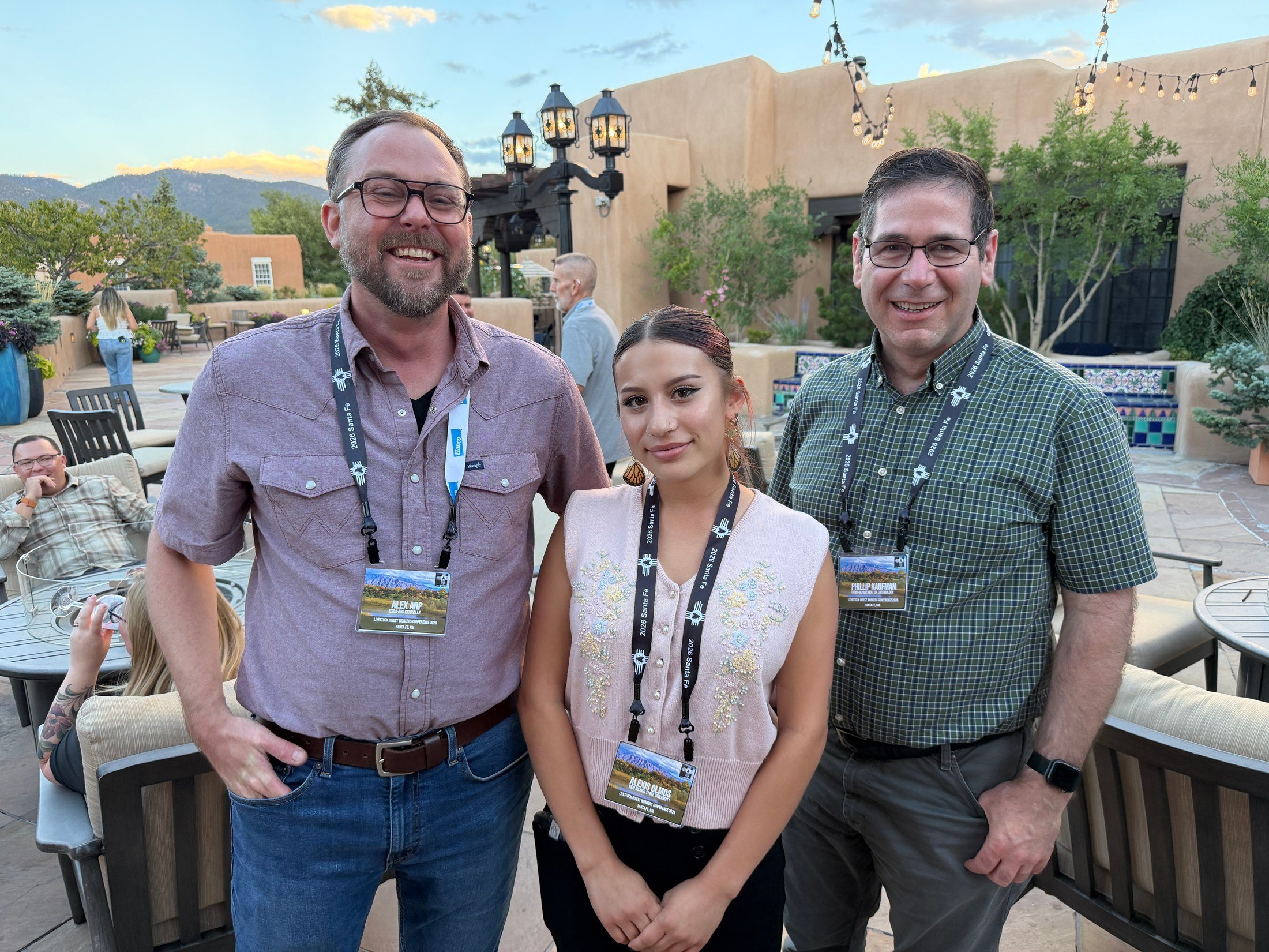 Alexis with Alex Arp (USDA screwworm program) and Phil Kaufman (Texas A&M University).