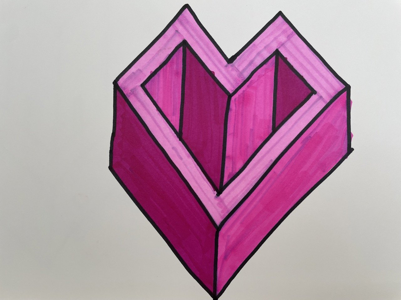 Impossible Love: An optical illusion with alcohol markers