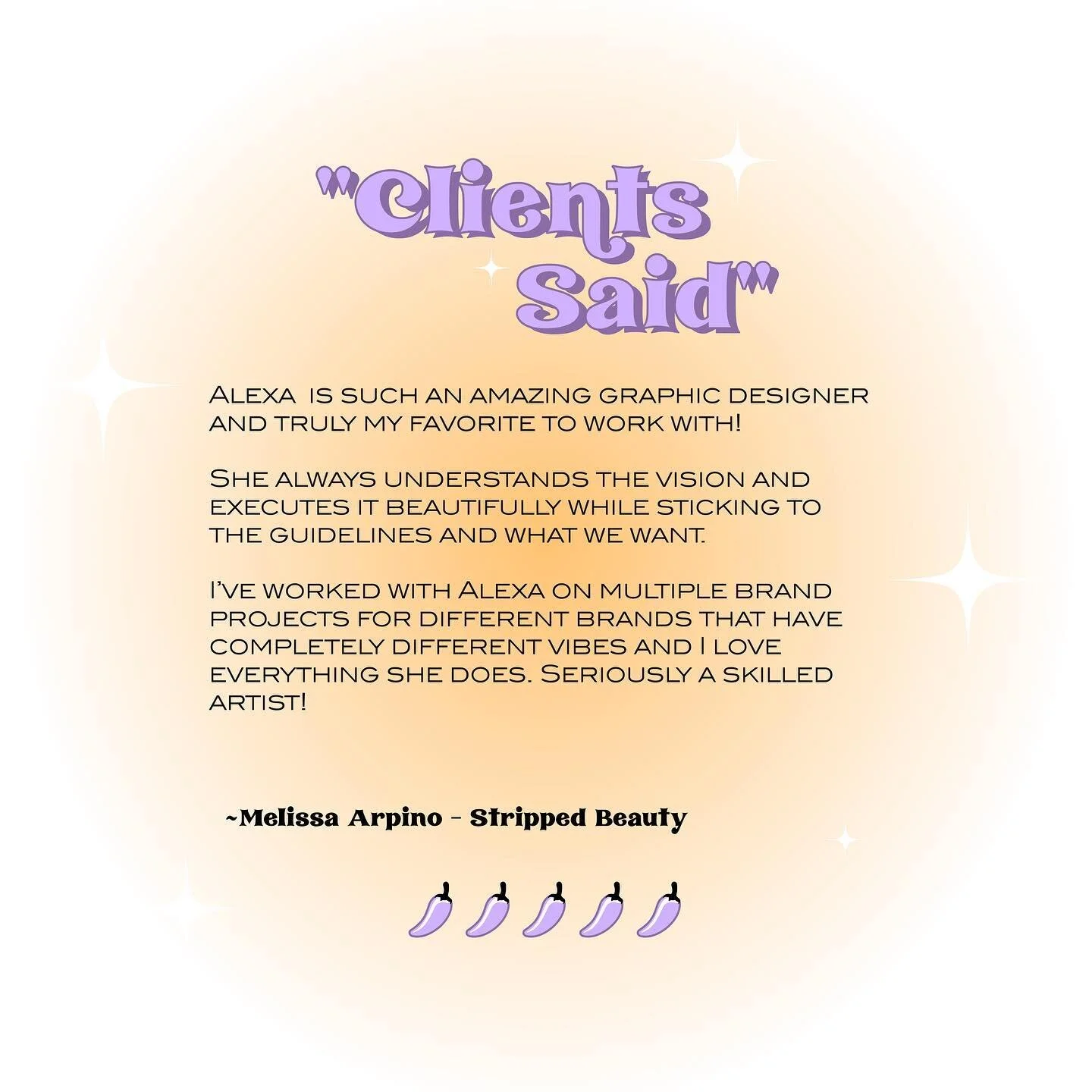 Another spicy testimonial from a v special client @strippedbeauty 💘

We have collaborated on multiple projects over the past year including:
 
 ✨ A social media glow-up 
 ✨ Product Packaging &amp; 
 ✨ A coloring book

We also have a few exciting thi