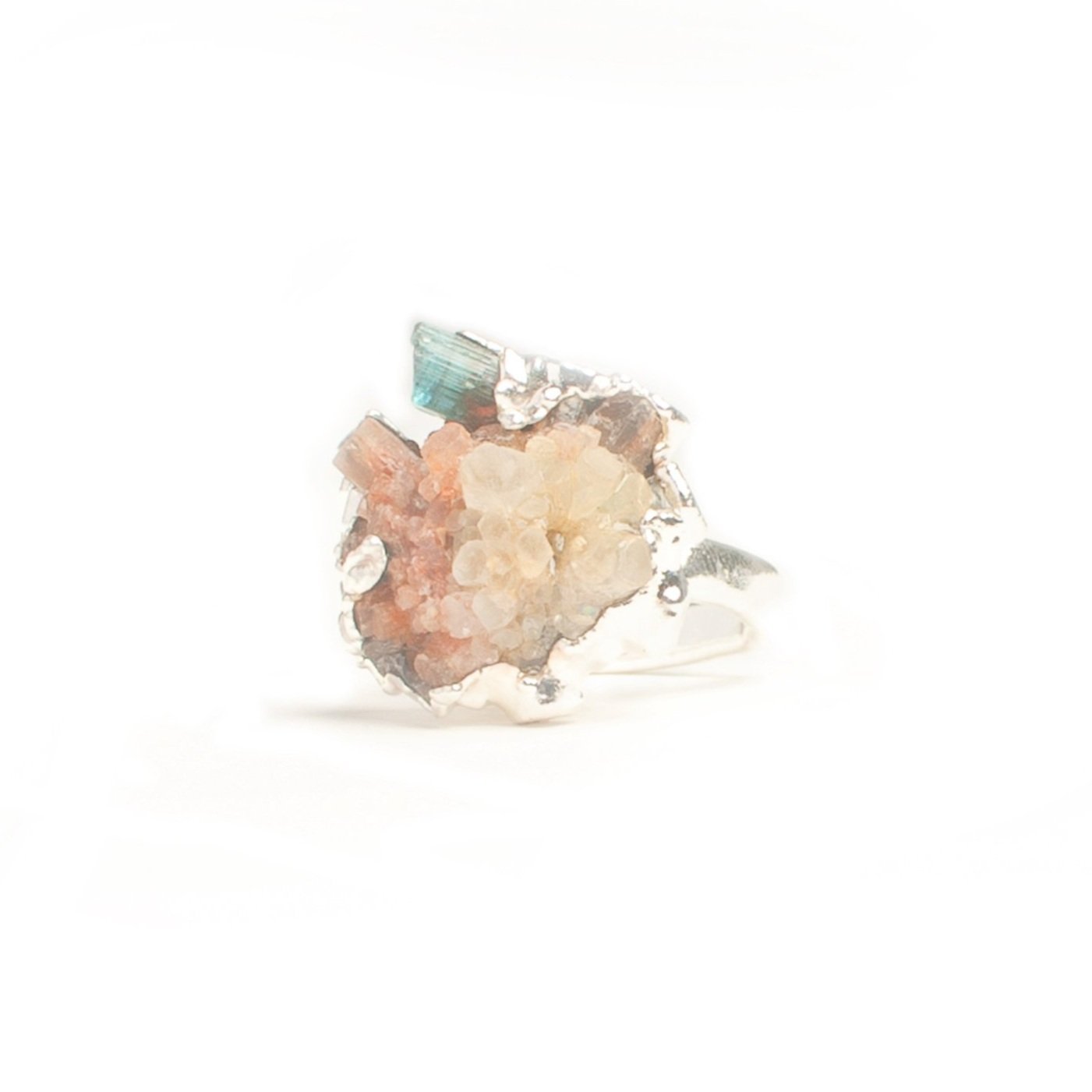 Aragonite ring-large crystal ring-raw crystal ring-multi crystal ring