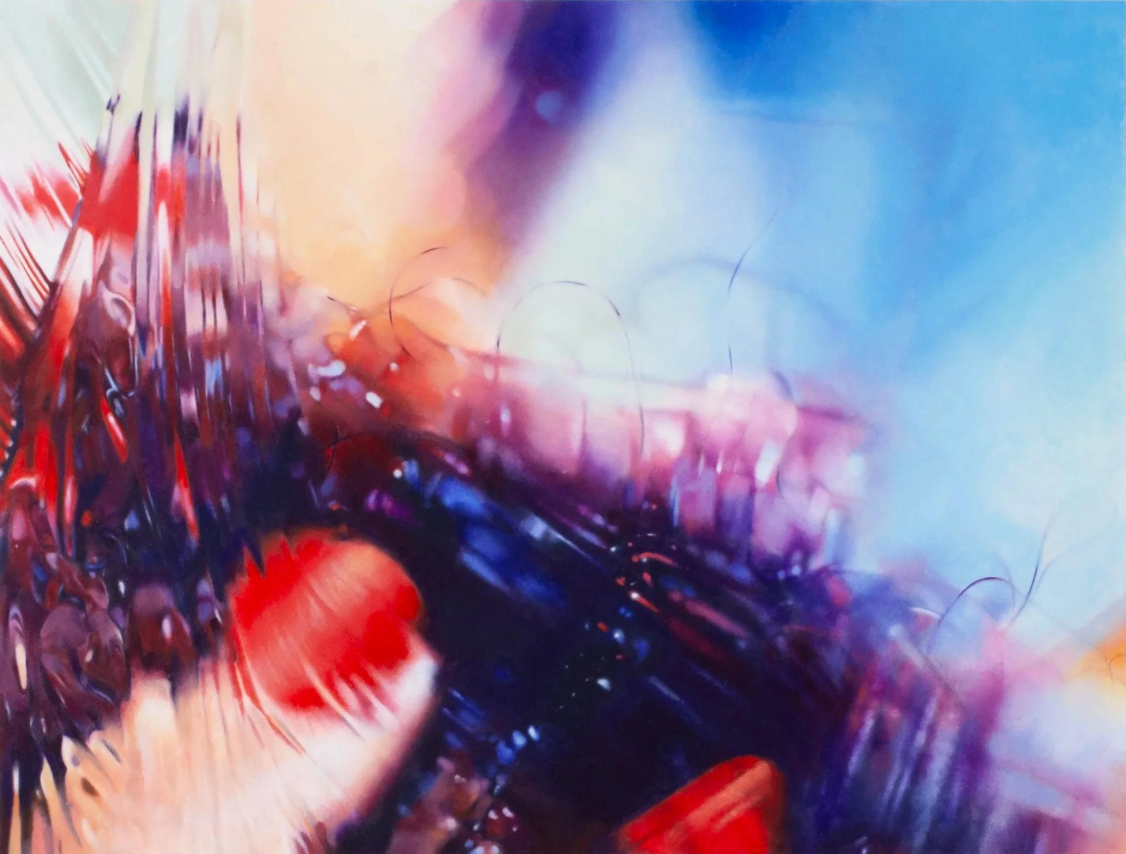 Wisps, 2026, Enamel on Sintra, 24 x 32 inches