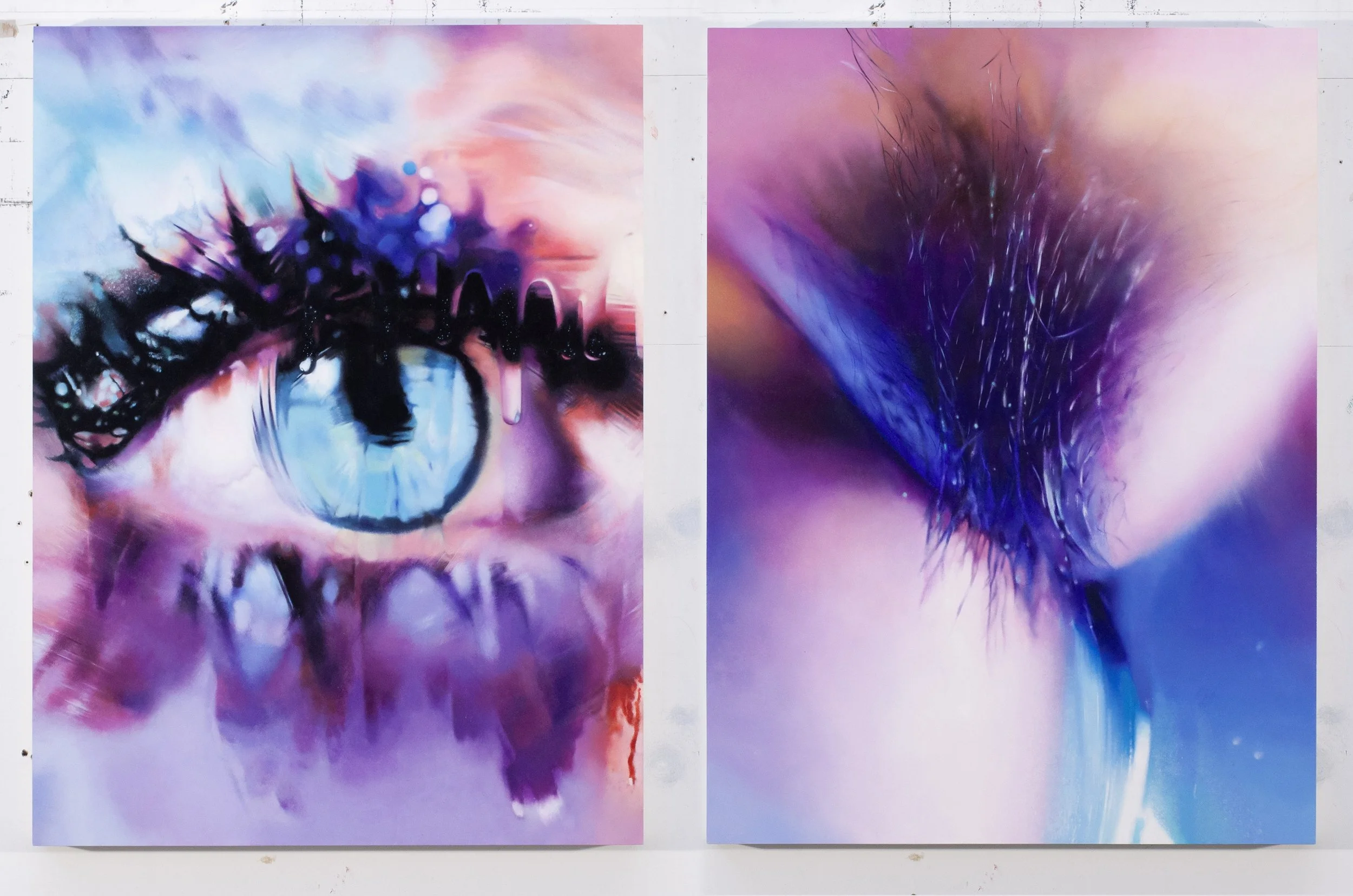 Diptych, 2026, Enamel on Sintra, 2 panels, each 32 x 24 inches