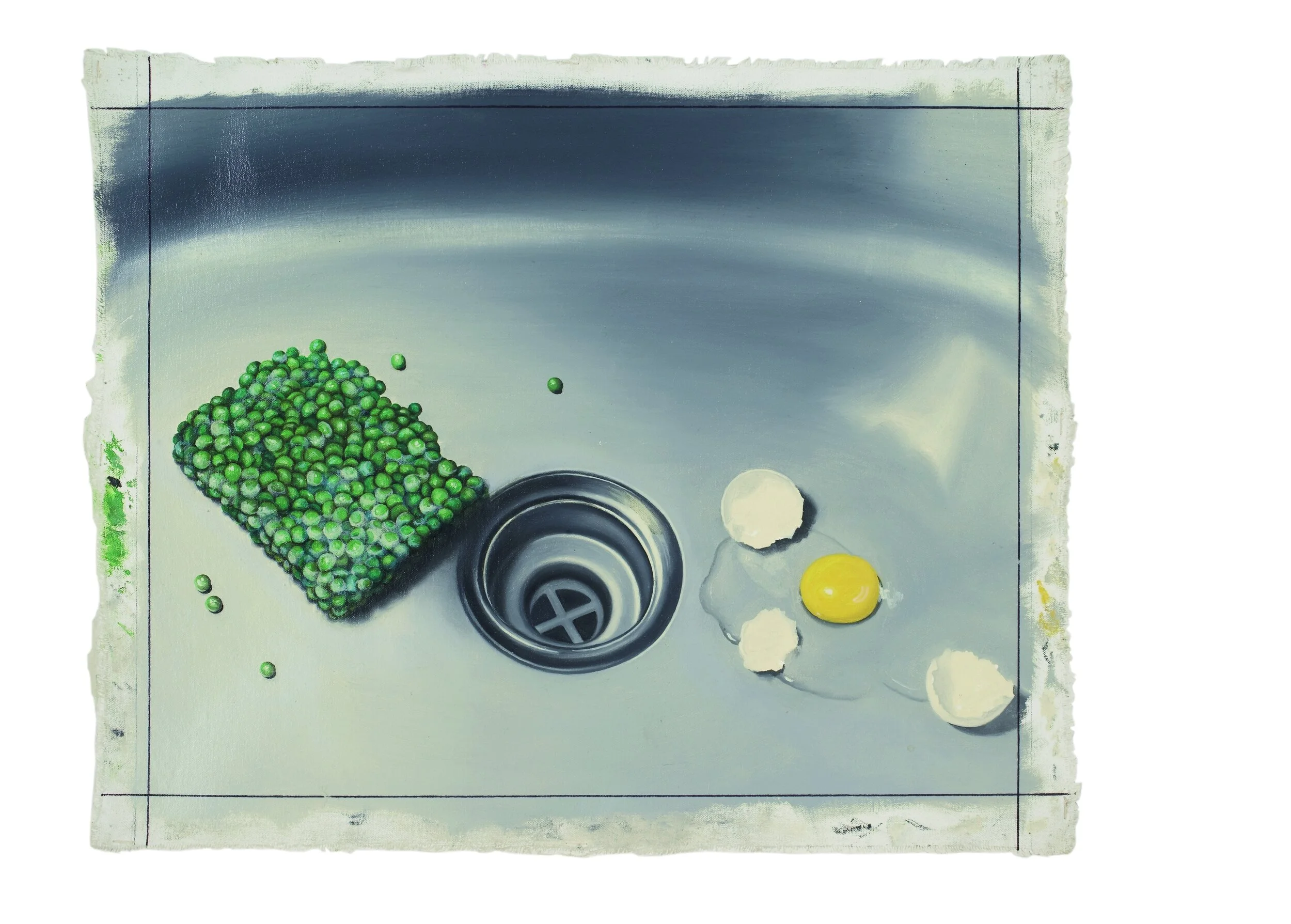 Sink Study 1, 1978, Oil on Unstretched Canvas, 16 x 19 3/4 inches