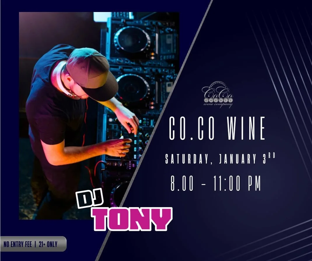 DJ TONY is back tonight 🎶
Co.Co Wine | Saturday Jan 3rd | 8&ndash;11 PM
Let&rsquo;s dance the first weekend of 2026 away 💃🍷

#cocowine #downtownbrentwood #betterinbrentwood #livemusic #drinklocal