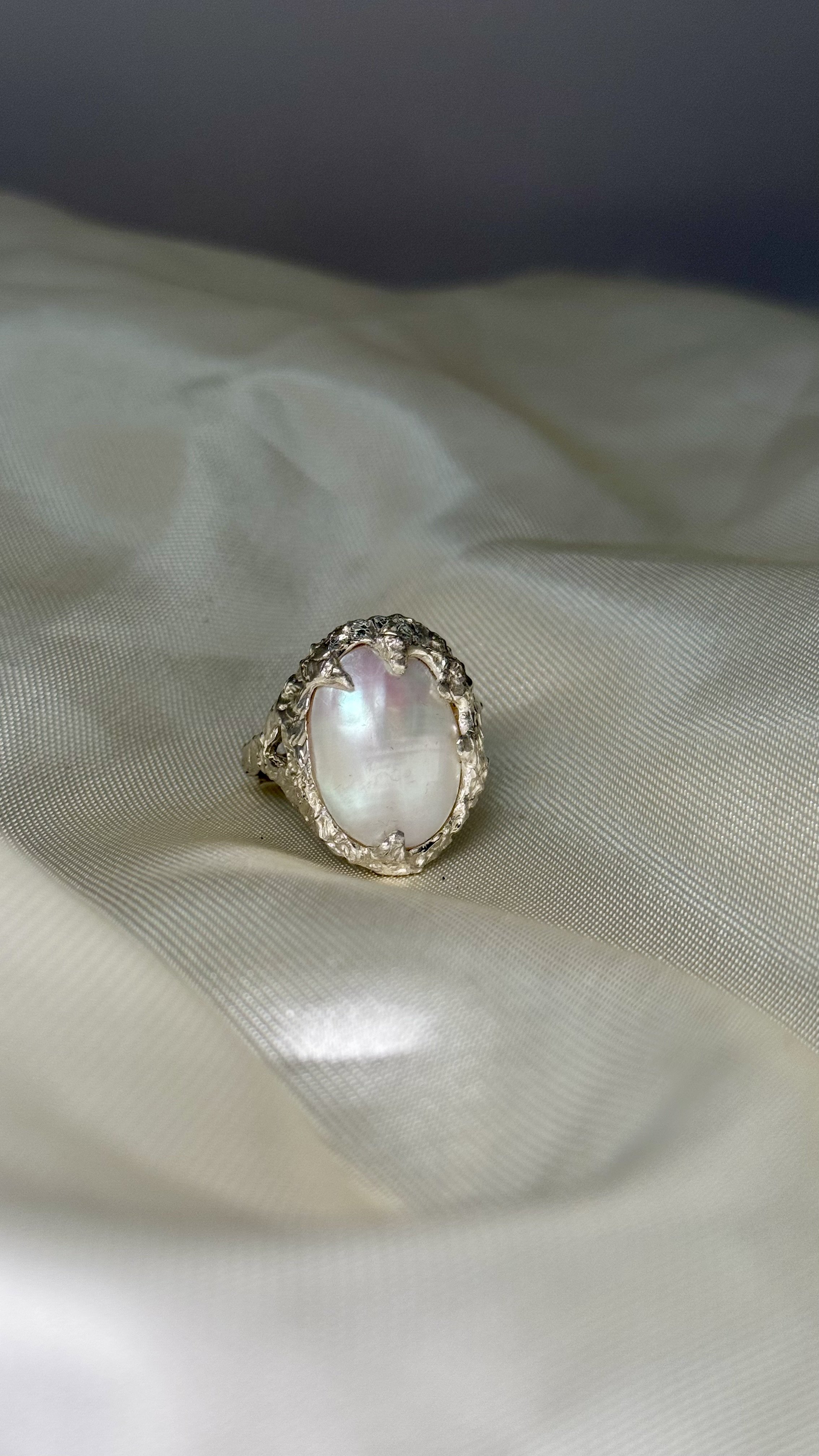 Margot Vintage Pearl Sterling Silver Ring