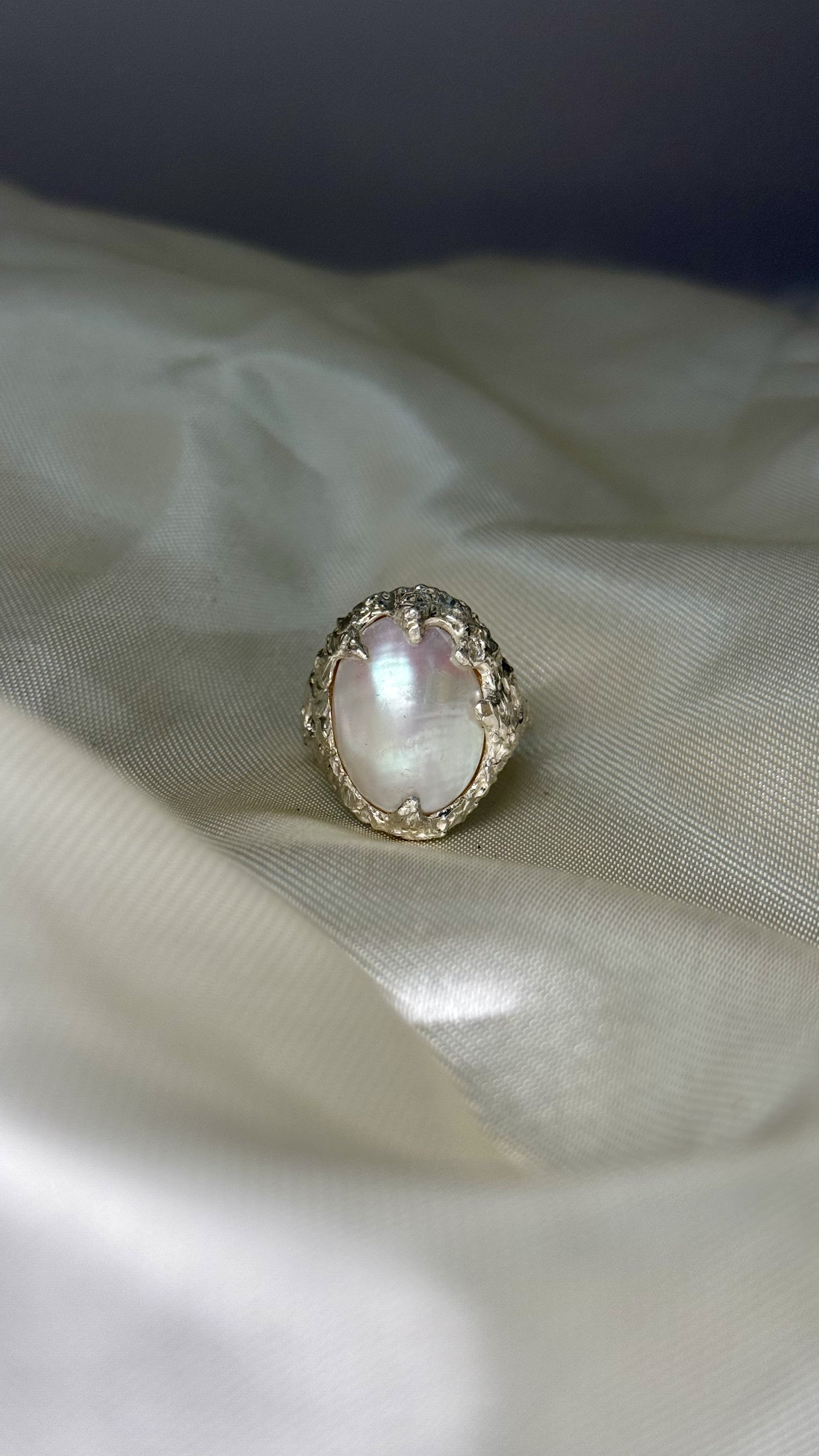 Margot Vintage Pearl Sterling Silver Ring