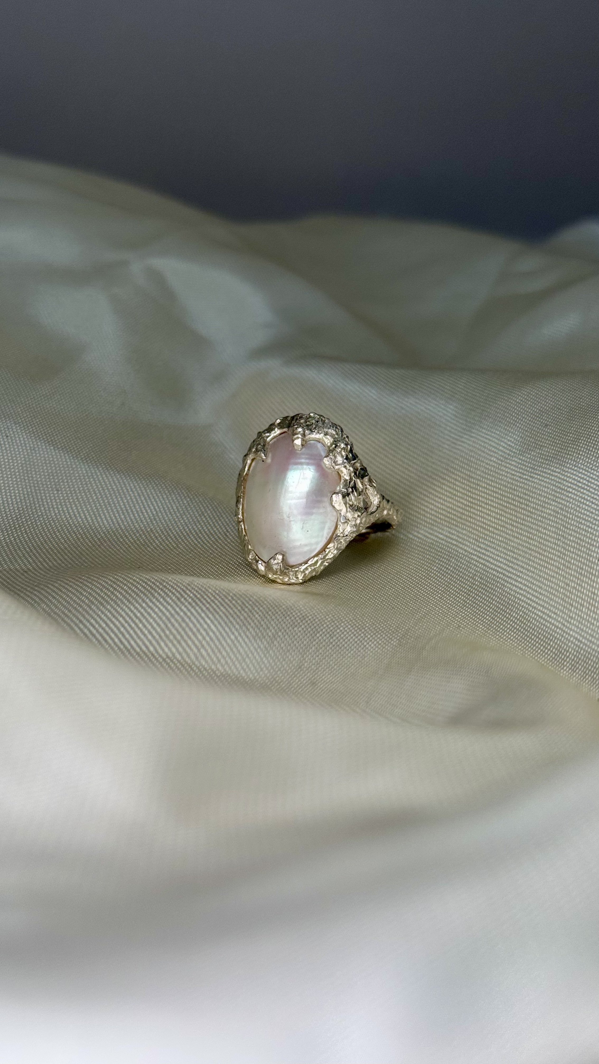Margot Vintage Pearl Sterling Silver Ring