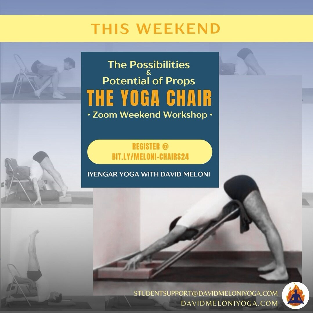 ✨ YOGA CHAIR WORKSHOP &bull; This Weekend &bull; &ldquo;The Possibilities &amp; Potential of Props&rdquo;

Early on, when Guruji adjusted people, he was a &ldquo;living&rdquo; prop for students. He would use his body to support them or give a sense o