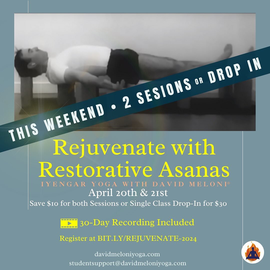✨ 2️⃣ Options to Re-Invigorate your practice and yourself this weekend. 

✨ &ldquo;Re-Energize with Dynamic Poses and Jumpings&rdquo; and &ldquo;Rejuvenate with Restoratives&rdquo; - available for 2 sessions each or Drop-In for a single class. 

✨ Sa