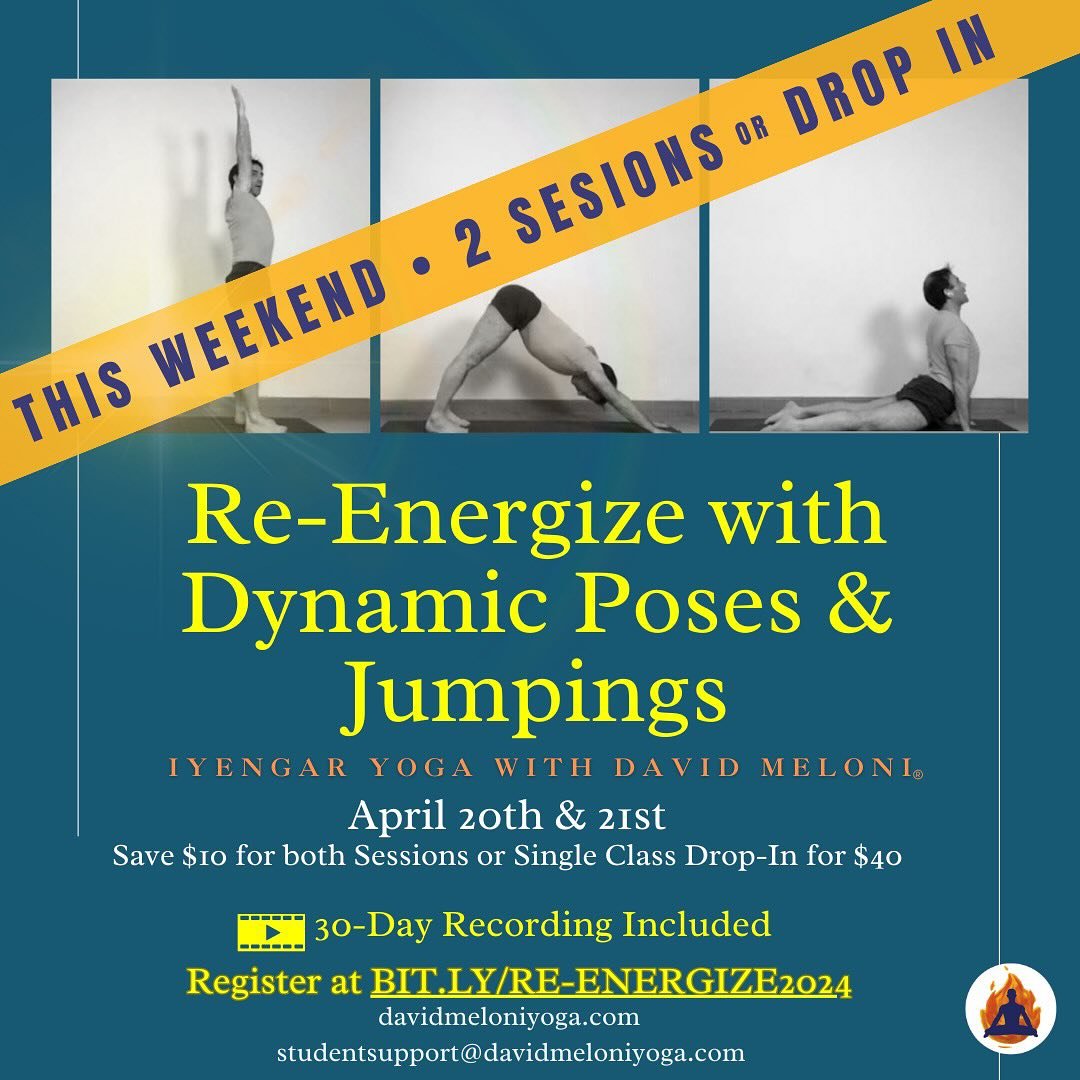 ✨ 2️⃣ Options to Re-Invigorate your practice and yourself this weekend. 

✨ &ldquo;Re-Energize with Dynamic Poses and Jumpings&rdquo; and &ldquo;Rejuvenate with Restoratives&rdquo; - available for 2 sessions each or Drop-In for a single class. 

✨ Sa