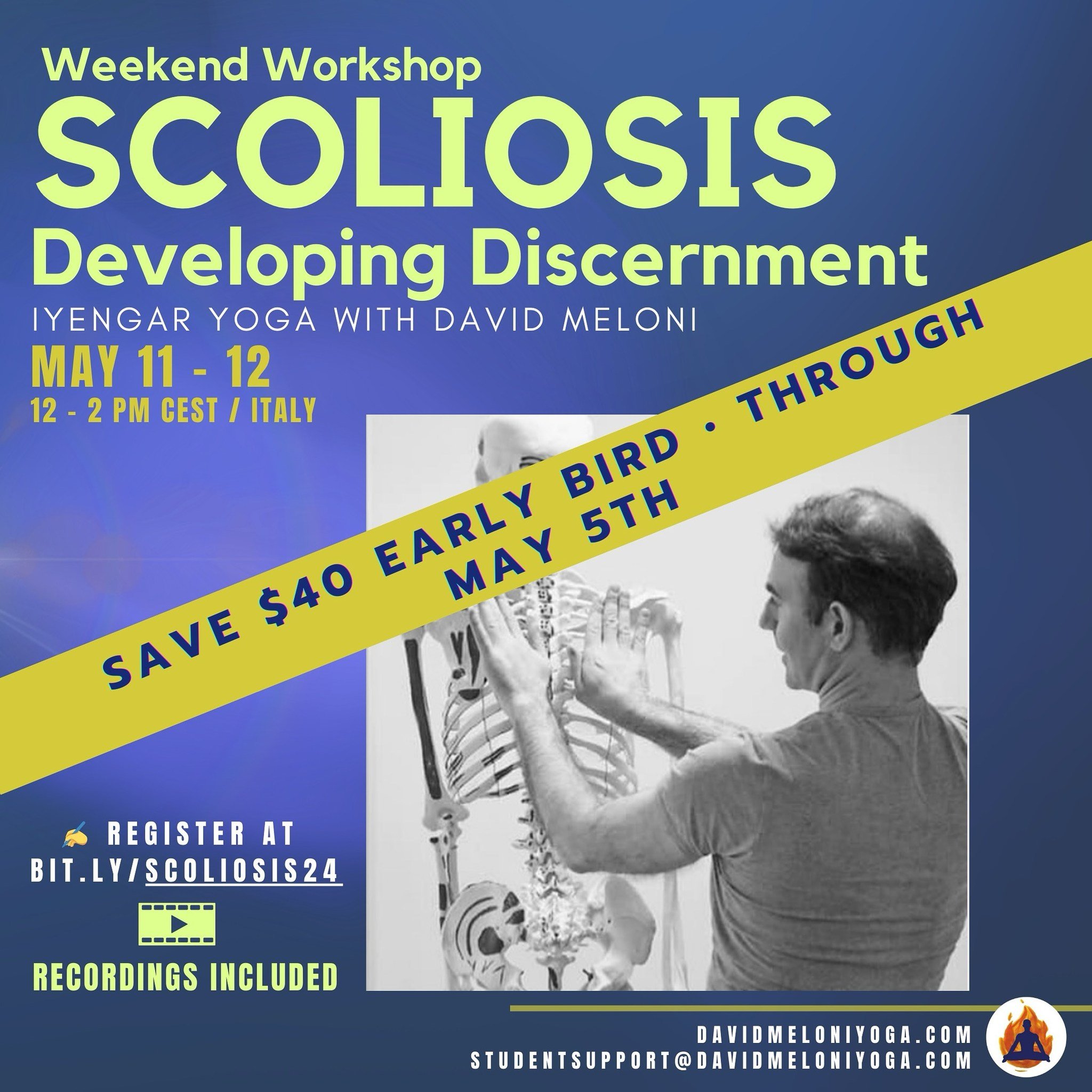 ✨&ldquo;Scoliosis: Developing Discernment&ldquo; &bull; Weekend Workshop 

✨Save $40.&nbsp;&nbsp;Early Bird through Sunday, May 5th. 

✨ 🎞️ RECORDINGS - Unlimited access

✨ WHEN: 2 Sessions.&nbsp;&nbsp;Saturday &amp; Sunday, May 11th and 12th from 1
