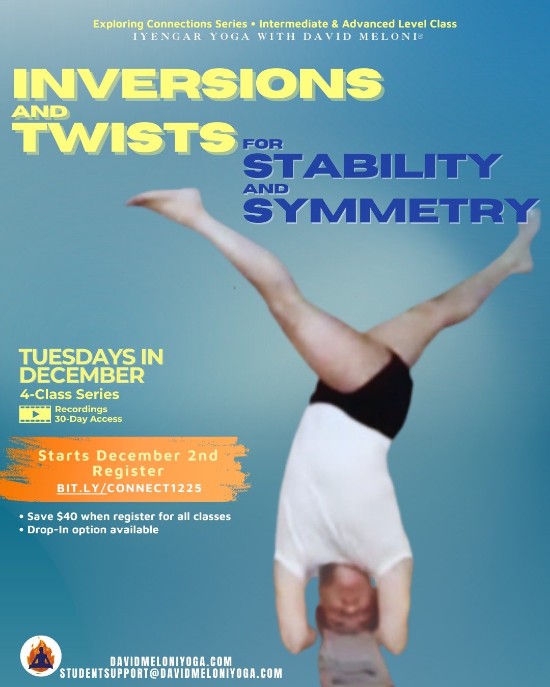 ✨ Starting Tuesday &bull; &ldquo;Exploring Connections &bull;&nbsp;&ldquo;INVERSIONS &amp; TWISTS for STABILITY &amp; SYMMETRY".&nbsp;&nbsp;This 4-Class Series for December is an Intermediate / Advanced level class.&nbsp;

🗓️&nbsp;Tuesdays in D