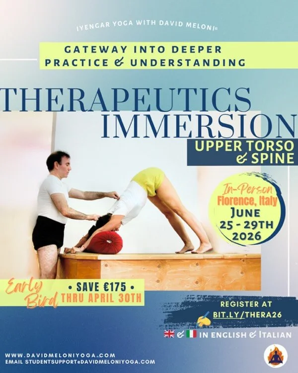 🧘🏻 THERAPEUTICS IMMERSION &bull; IN PERSON IN FLORENCE: &ldquo;GATEWAY INTO DEEPER PRACTICE &amp; UNDERSTANDING: UPPER TORSO &amp; SPINE&rdquo;

✨ Don&rsquo;t miss this In-Person opportunity with David Meloni in Florence, Italy. 

🗓️ June 25th - 2
